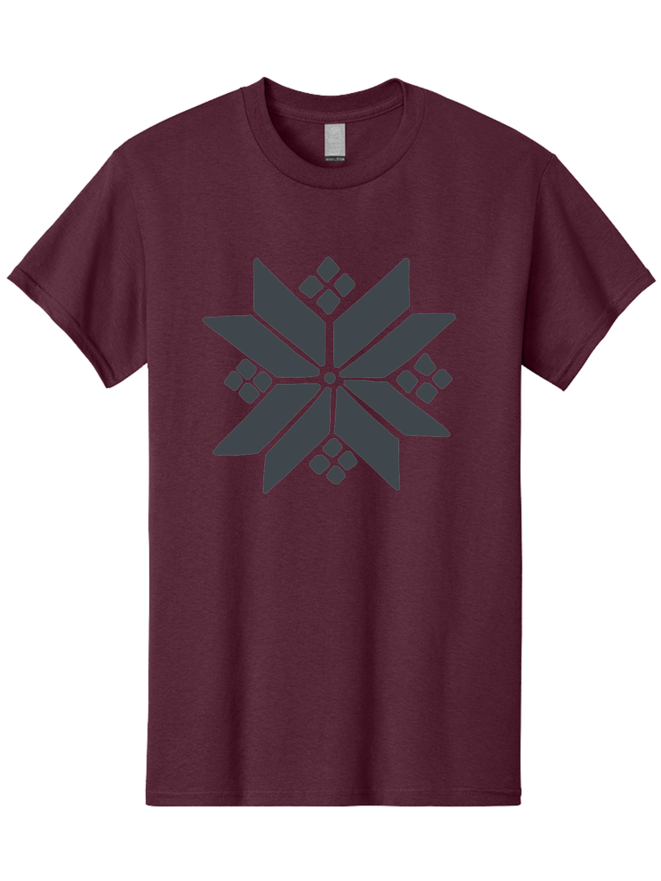 Geometric-Flower Men'S Graphic Tee, 100% Cotton, Comfortable Casual Summer Wear, Machine Washable, Grey Snowflake Design, Geometric Shapes, Symmetrical Pattern, Modern Art, Abstract Graphics, Minimalist Style, Frosty Motif Aab748 19