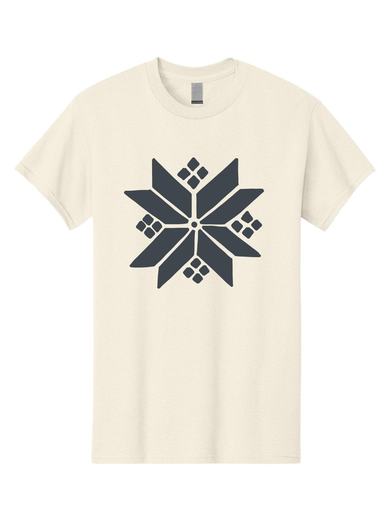 Geometric-Flower Men'S Graphic Tee, 100% Cotton, Comfortable Casual Summer Wear, Machine Washable, Grey Snowflake Design, Geometric Shapes, Symmetrical Pattern, Modern Art, Abstract Graphics, Minimalist Style, Frosty Motif Aab748 6