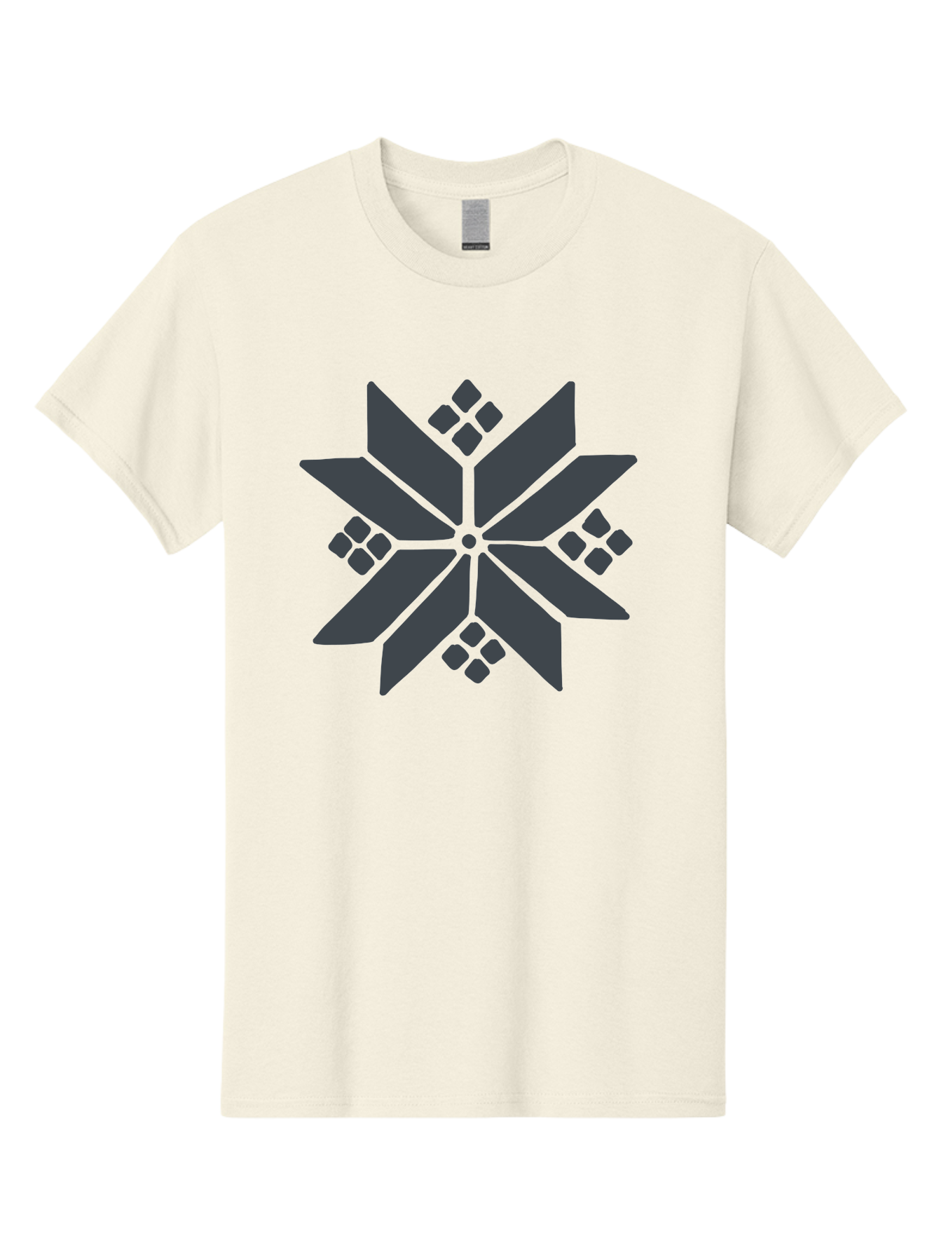 Geometric-Flower Men'S Graphic Tee, 100% Cotton, Comfortable Casual Summer Wear, Machine Washable, Grey Snowflake Design, Geometric Shapes, Symmetrical Pattern, Modern Art, Abstract Graphics, Minimalist Style, Frosty Motif Aab748 13