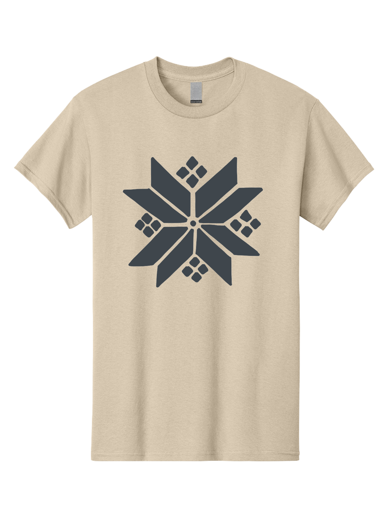 Geometric-Flower Men'S Graphic Tee, 100% Cotton, Comfortable Casual Summer Wear, Machine Washable, Grey Snowflake Design, Geometric Shapes, Symmetrical Pattern, Modern Art, Abstract Graphics, Minimalist Style, Frosty Motif Aab748 11