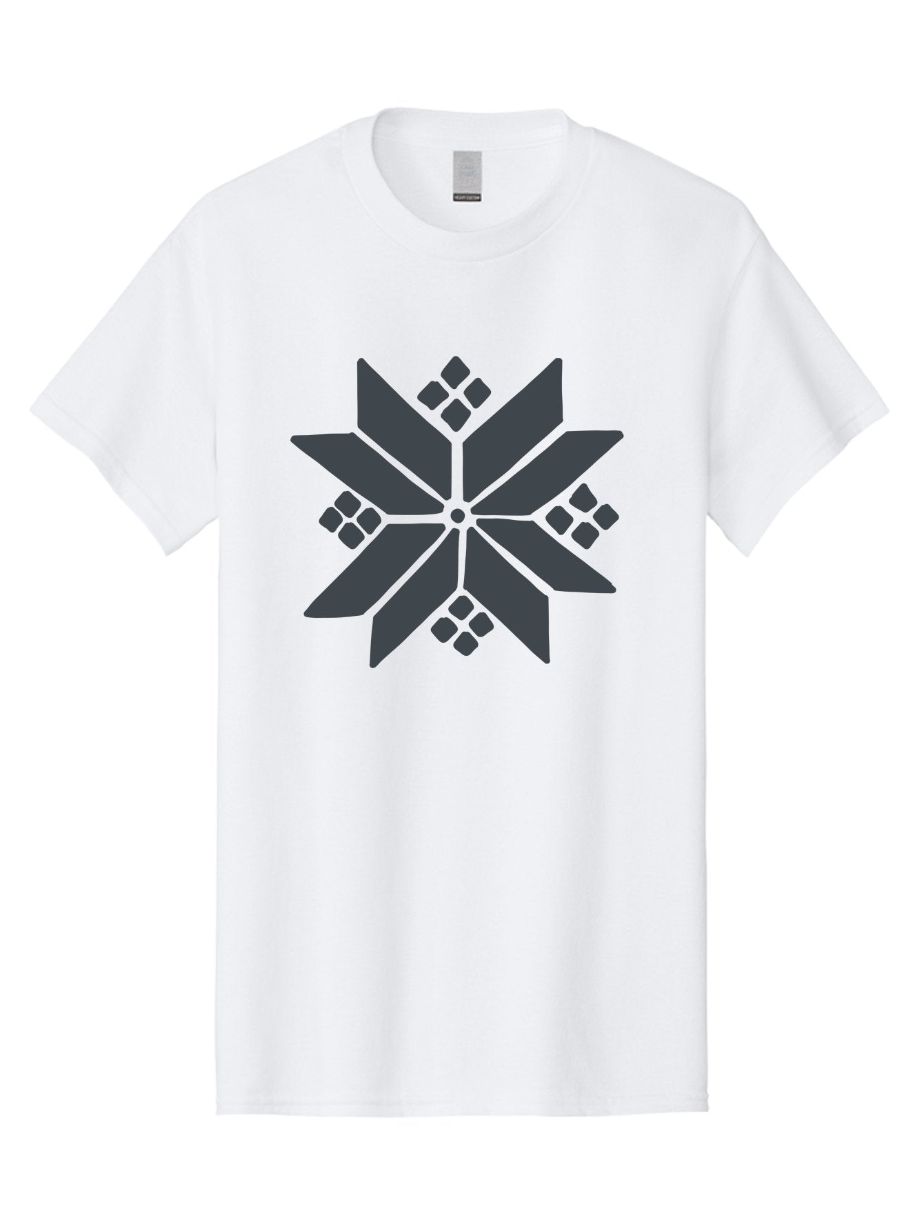 Geometric-Flower Men'S Graphic Tee, 100% Cotton, Comfortable Casual Summer Wear, Machine Washable, Grey Snowflake Design, Geometric Shapes, Symmetrical Pattern, Modern Art, Abstract Graphics, Minimalist Style, Frosty Motif Aab748 11