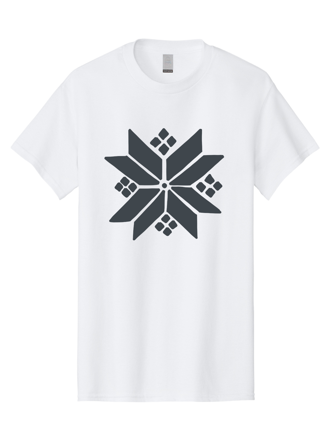 Geometric-Flower Men'S Graphic Tee, 100% Cotton, Comfortable Casual Summer Wear, Machine Washable, Grey Snowflake Design, Geometric Shapes, Symmetrical Pattern, Modern Art, Abstract Graphics, Minimalist Style, Frosty Motif Aab748 7
