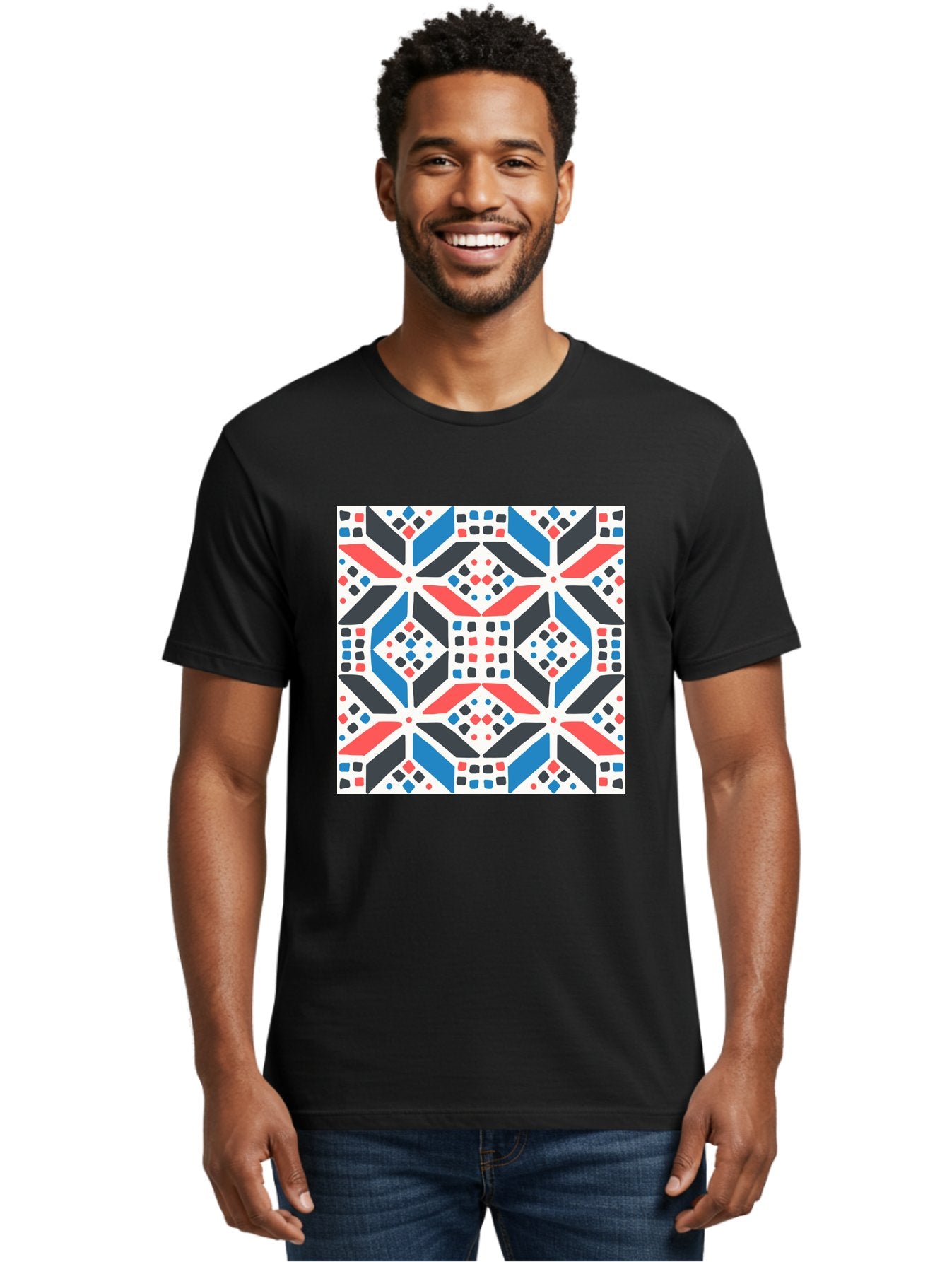 Geometric-Pattern-1 Men'S Graphic Tee, 100% Cotton, Comfortable Casual Summer Wear, Machine Washable, Geometric Pattern, Abstract Design, Colorful Shapes, Diamond Pattern, Bold Colors, Modern Art, Geometric Art, Symmetrical Design, Aab749 29