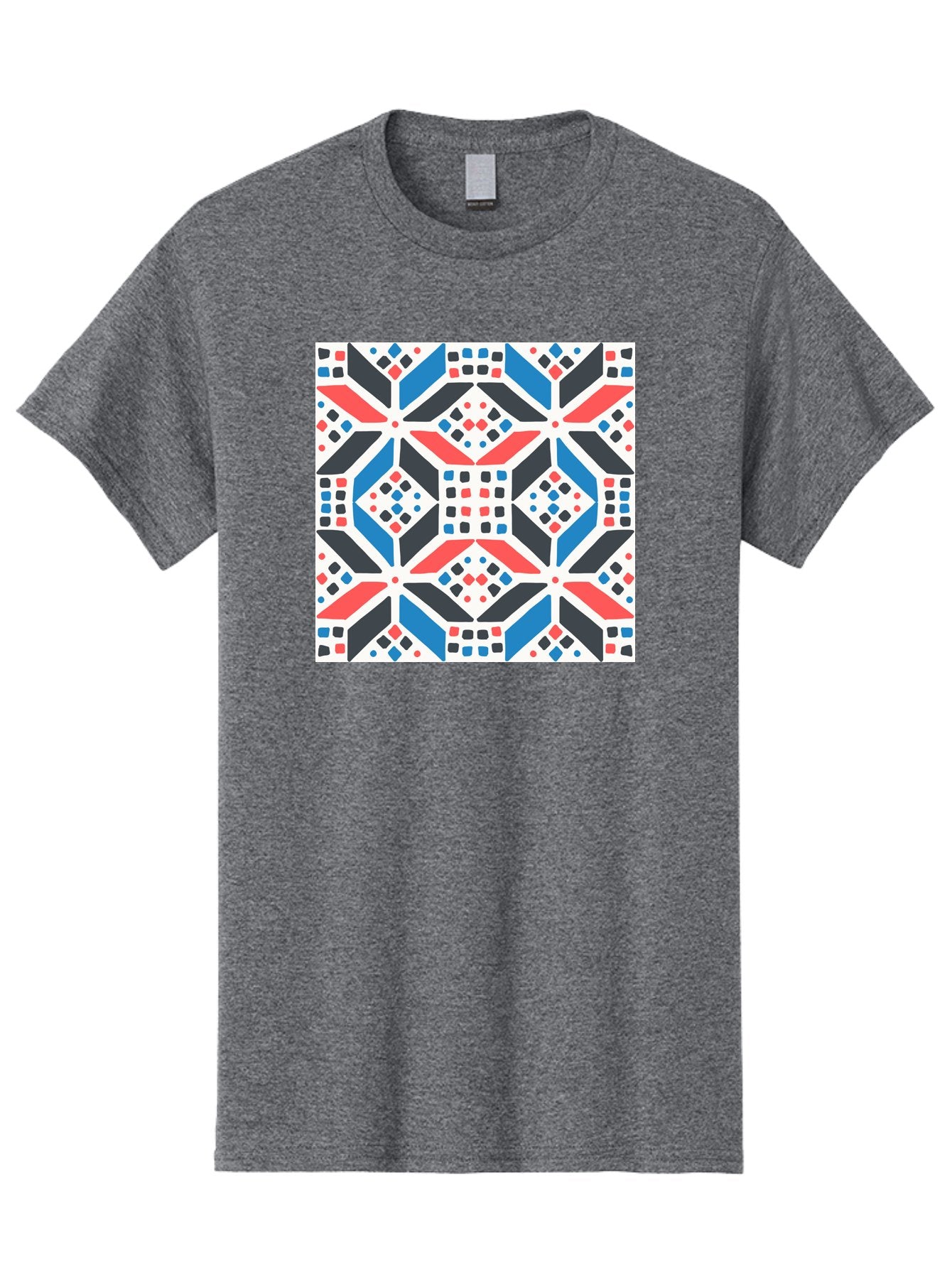 Geometric-Pattern-1 Men'S Graphic Tee, 100% Cotton, Comfortable Casual Summer Wear, Machine Washable, Geometric Pattern, Abstract Design, Colorful Shapes, Diamond Pattern, Bold Colors, Modern Art, Geometric Art, Symmetrical Design, Aab749