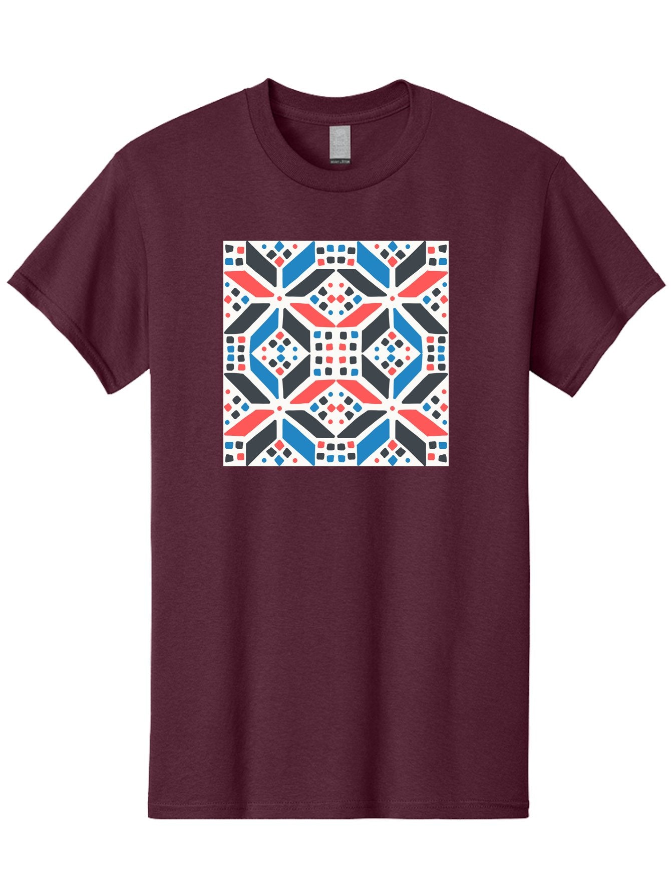 Geometric-Pattern-1 Men'S Graphic Tee, 100% Cotton, Comfortable Casual Summer Wear, Machine Washable, Geometric Pattern, Abstract Design, Colorful Shapes, Diamond Pattern, Bold Colors, Modern Art, Geometric Art, Symmetrical Design, Aab749 3