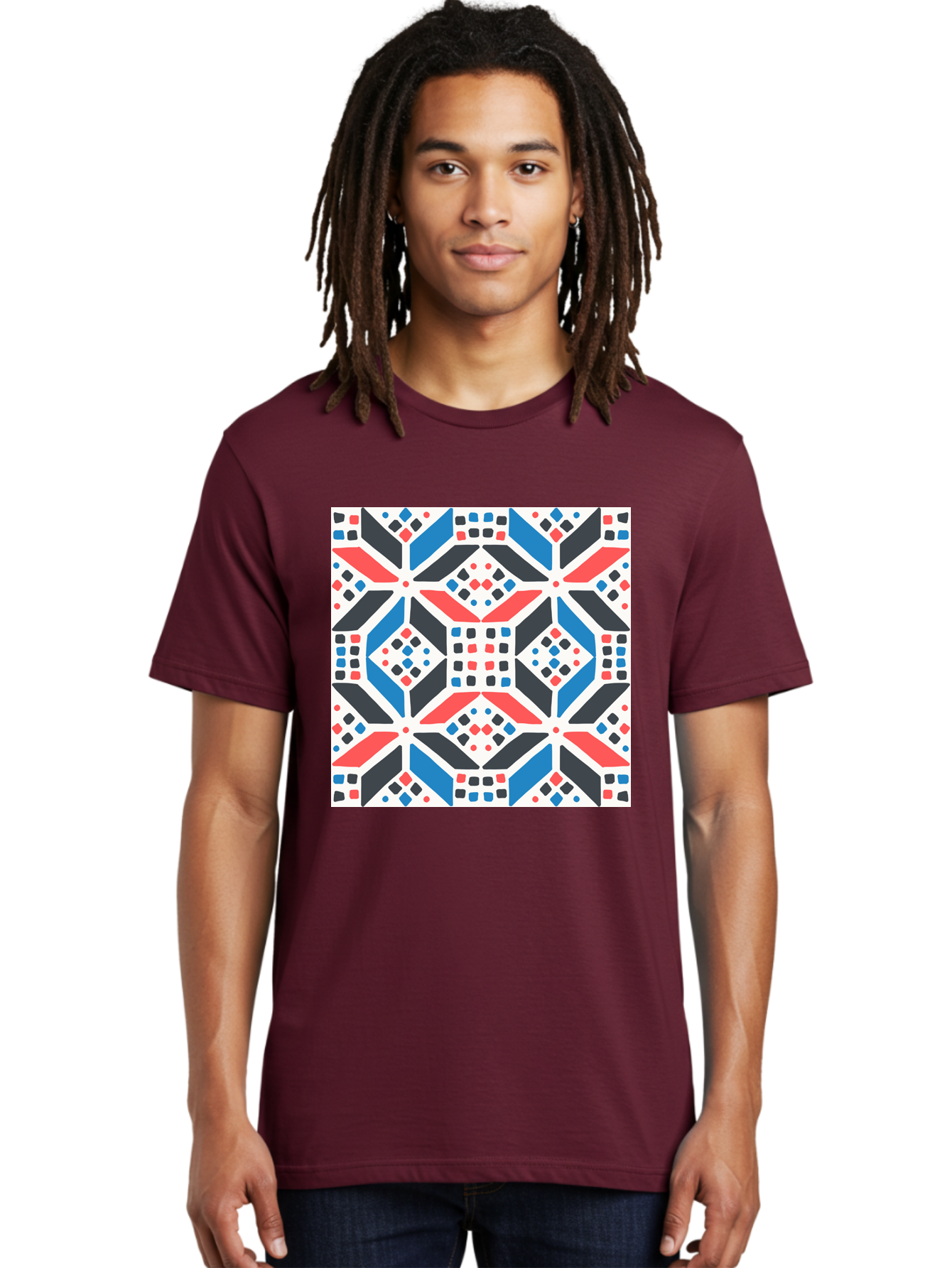 Geometric-Pattern-1 Men'S Graphic Tee, 100% Cotton, Comfortable Casual Summer Wear, Machine Washable, Geometric Pattern, Abstract Design, Colorful Shapes, Diamond Pattern, Bold Colors, Modern Art, Geometric Art, Symmetrical Design, Aab749 18