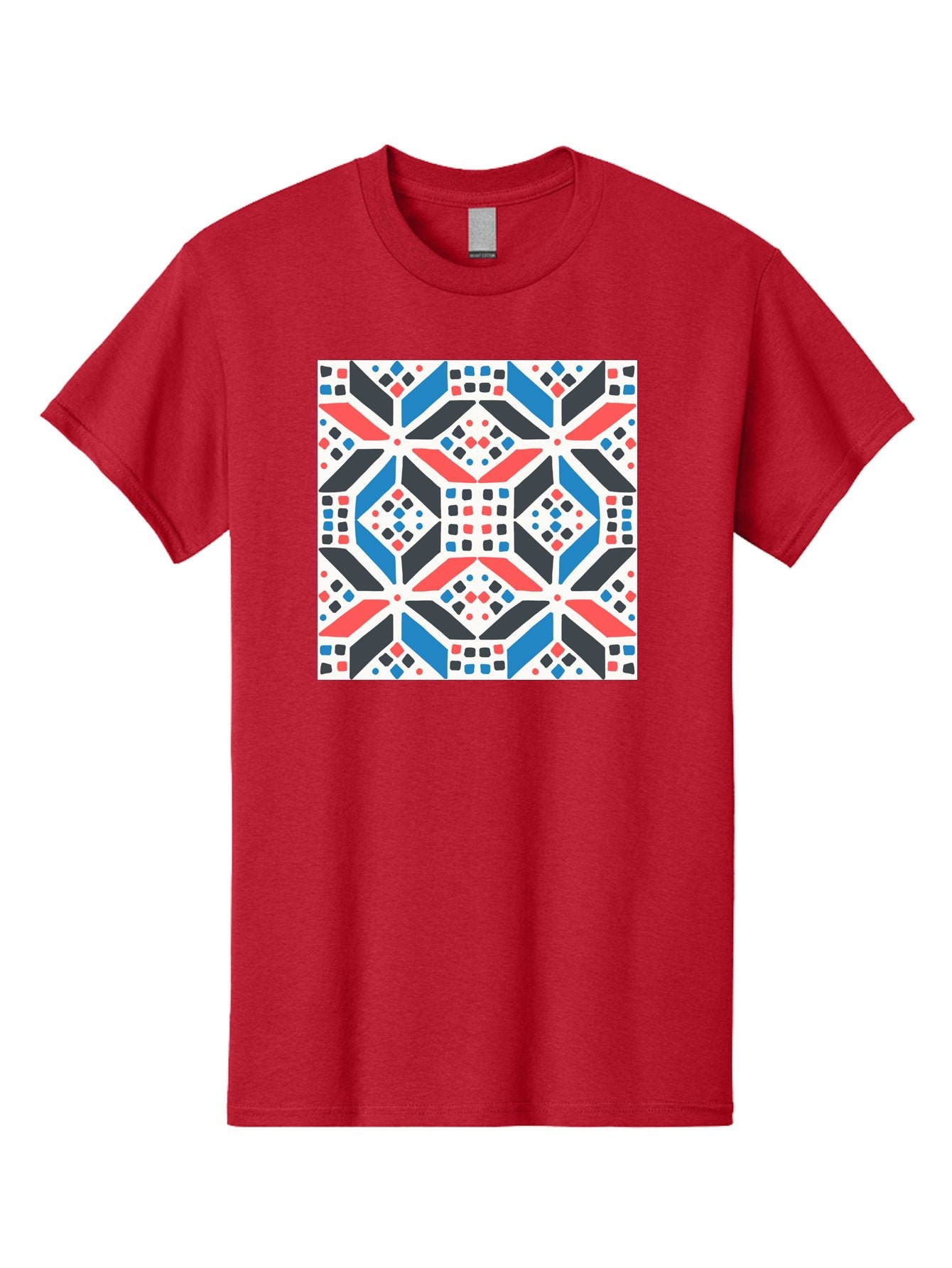Geometric-Pattern-1 Men'S Graphic Tee, 100% Cotton, Comfortable Casual Summer Wear, Machine Washable, Geometric Pattern, Abstract Design, Colorful Shapes, Diamond Pattern, Bold Colors, Modern Art, Geometric Art, Symmetrical Design, Aab749 7