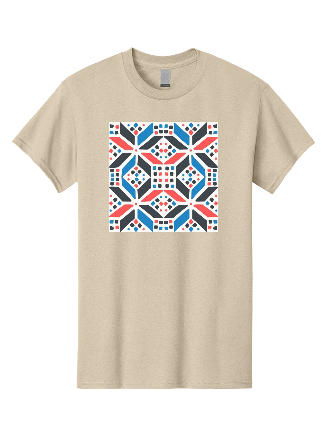 Geometric-Pattern-1 Men'S Graphic Tee, 100% Cotton, Comfortable Casual Summer Wear, Machine Washable, Geometric Pattern, Abstract Design, Colorful Shapes, Diamond Pattern, Bold Colors, Modern Art, Geometric Art, Symmetrical Design, Aab749 5