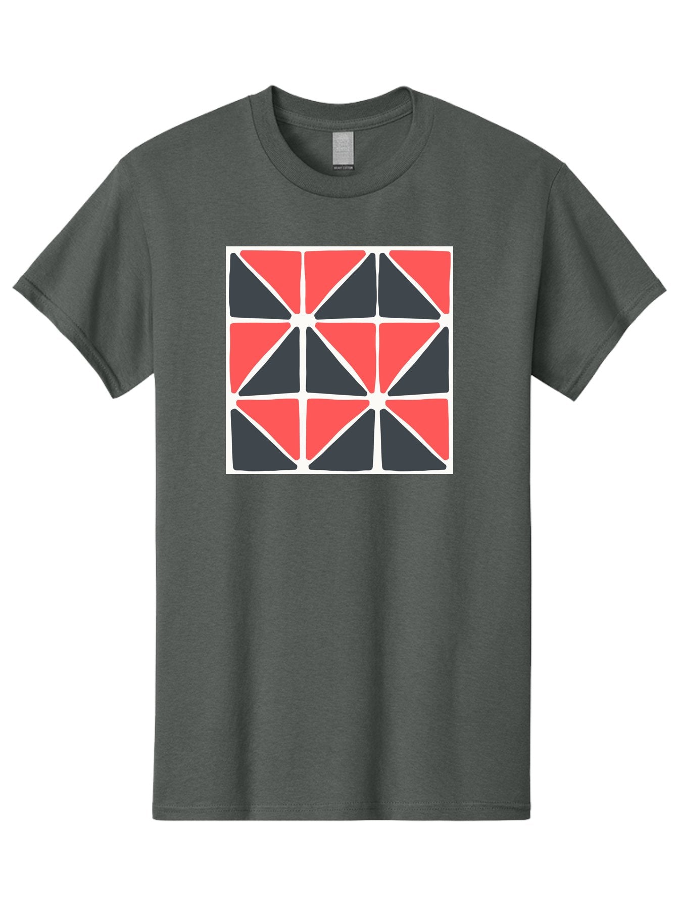 Geometric-Pattern-3 Men'S Graphic Tee, 100% Cotton, Comfortable Casual Summer Wear, Machine Washable, Geometric Pattern, Red And Black Triangles, Abstract Design, Symmetrical Shapes, Modern Art, Minimalist Style, Bold Colors, Aab751 14