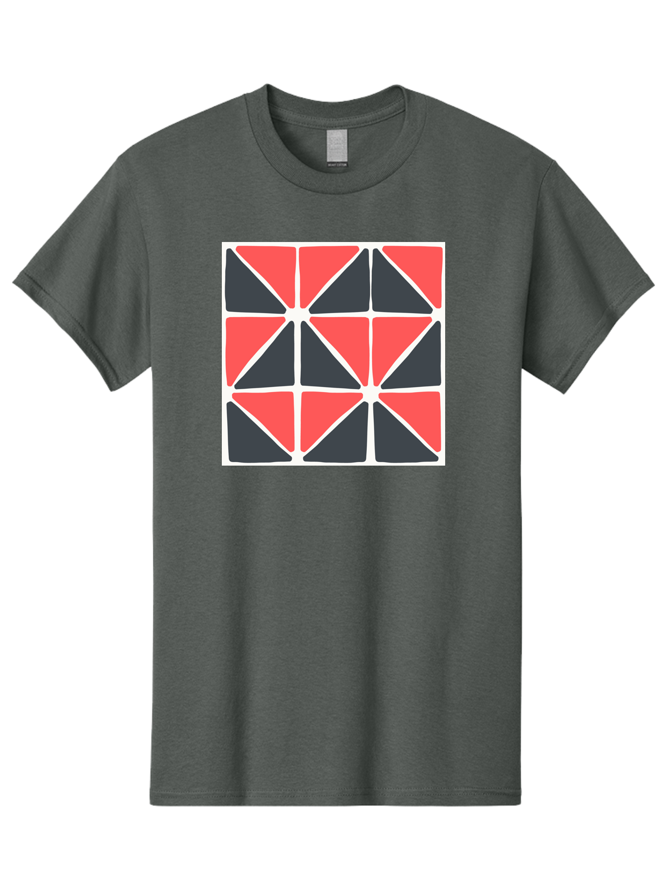 Geometric-Pattern-3 Men'S Graphic Tee, 100% Cotton, Comfortable Casual Summer Wear, Machine Washable, Geometric Pattern, Red And Black Triangles, Abstract Design, Symmetrical Shapes, Modern Art, Minimalist Style, Bold Colors, Aab751 3