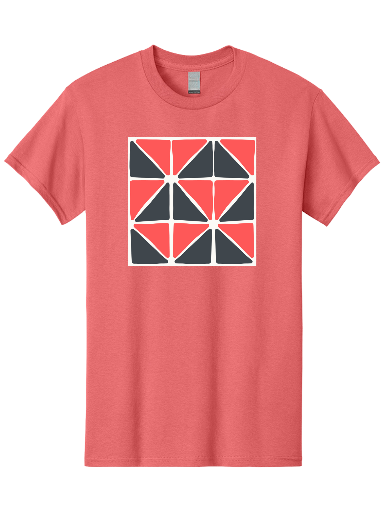 Geometric-Pattern-3 Men'S Graphic Tee, 100% Cotton, Comfortable Casual Summer Wear, Machine Washable, Geometric Pattern, Red And Black Triangles, Abstract Design, Symmetrical Shapes, Modern Art, Minimalist Style, Bold Colors, Aab751 19