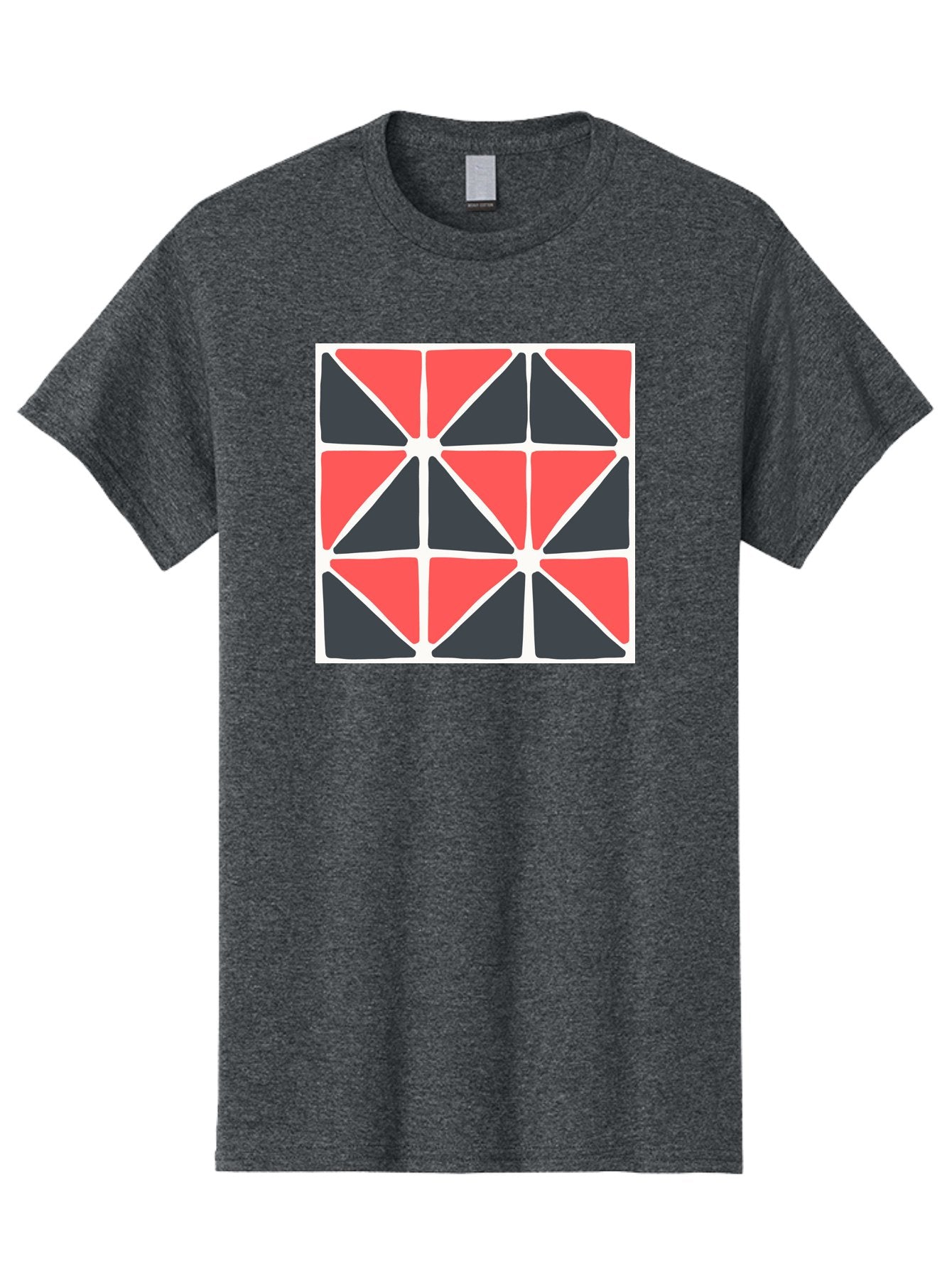 Geometric-Pattern-3 Men'S Graphic Tee, 100% Cotton, Comfortable Casual Summer Wear, Machine Washable, Geometric Pattern, Red And Black Triangles, Abstract Design, Symmetrical Shapes, Modern Art, Minimalist Style, Bold Colors, Aab751 13