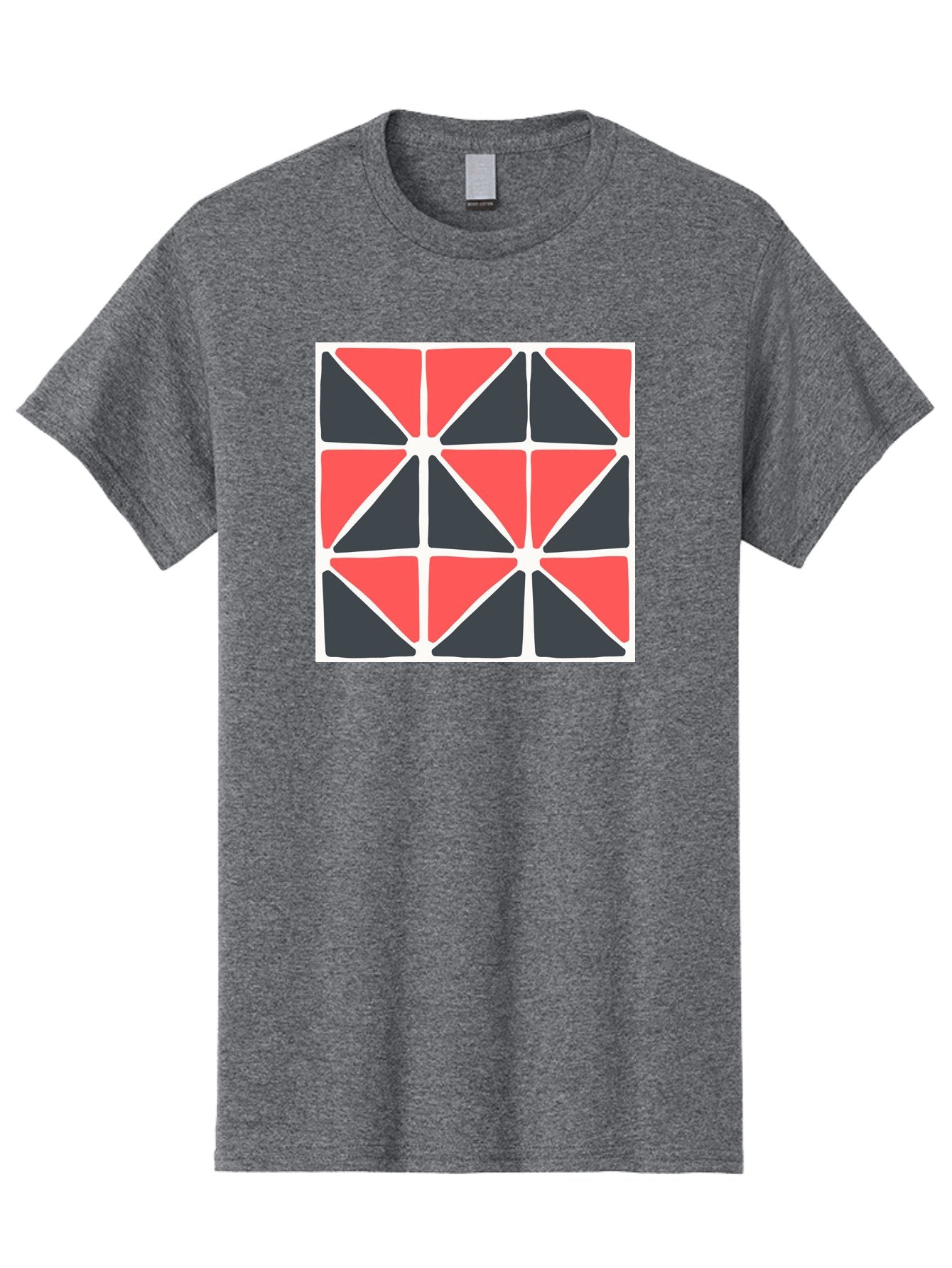 Geometric-Pattern-3 Men'S Graphic Tee, 100% Cotton, Comfortable Casual Summer Wear, Machine Washable, Geometric Pattern, Red And Black Triangles, Abstract Design, Symmetrical Shapes, Modern Art, Minimalist Style, Bold Colors, Aab751