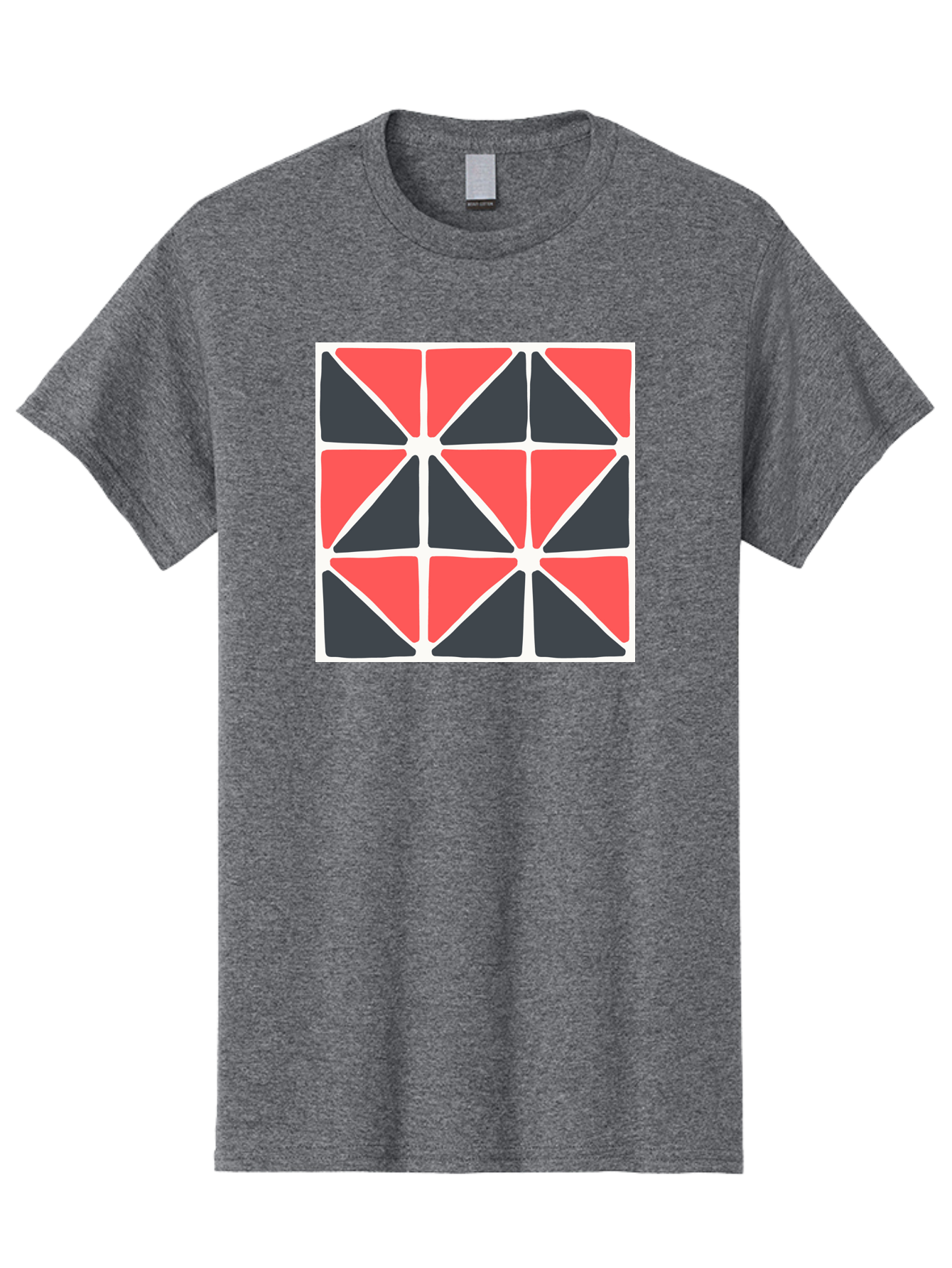 Geometric-Pattern-3 Men'S Graphic Tee, 100% Cotton, Comfortable Casual Summer Wear, Machine Washable, Geometric Pattern, Red And Black Triangles, Abstract Design, Symmetrical Shapes, Modern Art, Minimalist Style, Bold Colors, Aab751 21