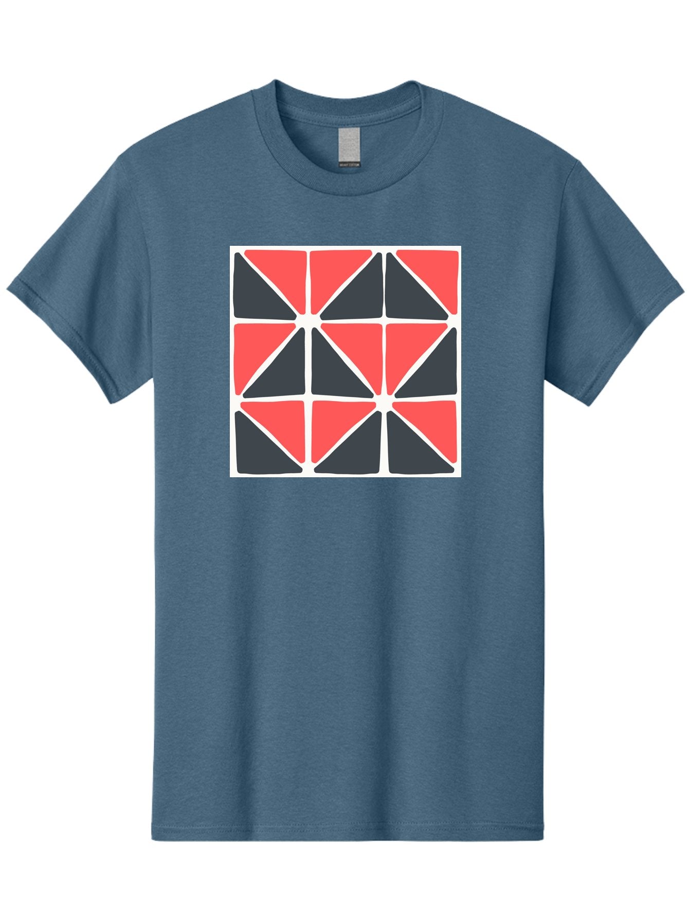 Geometric-Pattern-3 Men'S Graphic Tee, 100% Cotton, Comfortable Casual Summer Wear, Machine Washable, Geometric Pattern, Red And Black Triangles, Abstract Design, Symmetrical Shapes, Modern Art, Minimalist Style, Bold Colors, Aab751 9