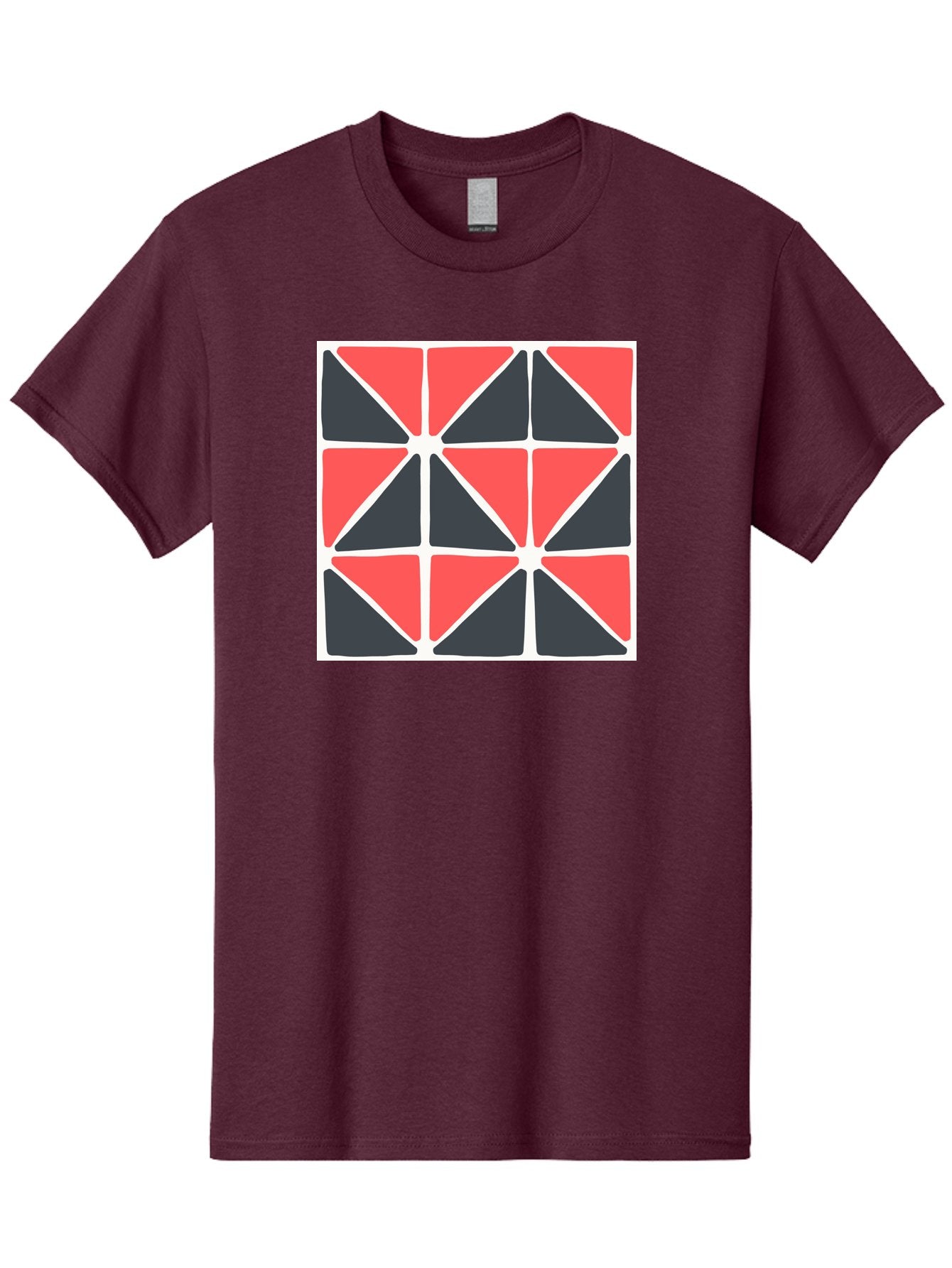 Geometric-Pattern-3 Men'S Graphic Tee, 100% Cotton, Comfortable Casual Summer Wear, Machine Washable, Geometric Pattern, Red And Black Triangles, Abstract Design, Symmetrical Shapes, Modern Art, Minimalist Style, Bold Colors, Aab751 10