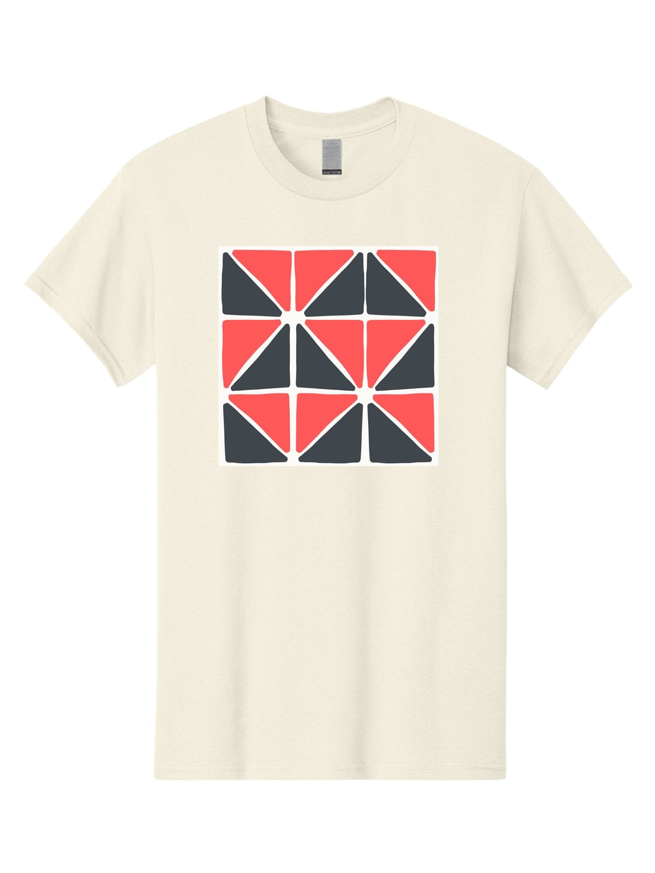 Geometric-Pattern-3 Men'S Graphic Tee, 100% Cotton, Comfortable Casual Summer Wear, Machine Washable, Geometric Pattern, Red And Black Triangles, Abstract Design, Symmetrical Shapes, Modern Art, Minimalist Style, Bold Colors, Aab751 3