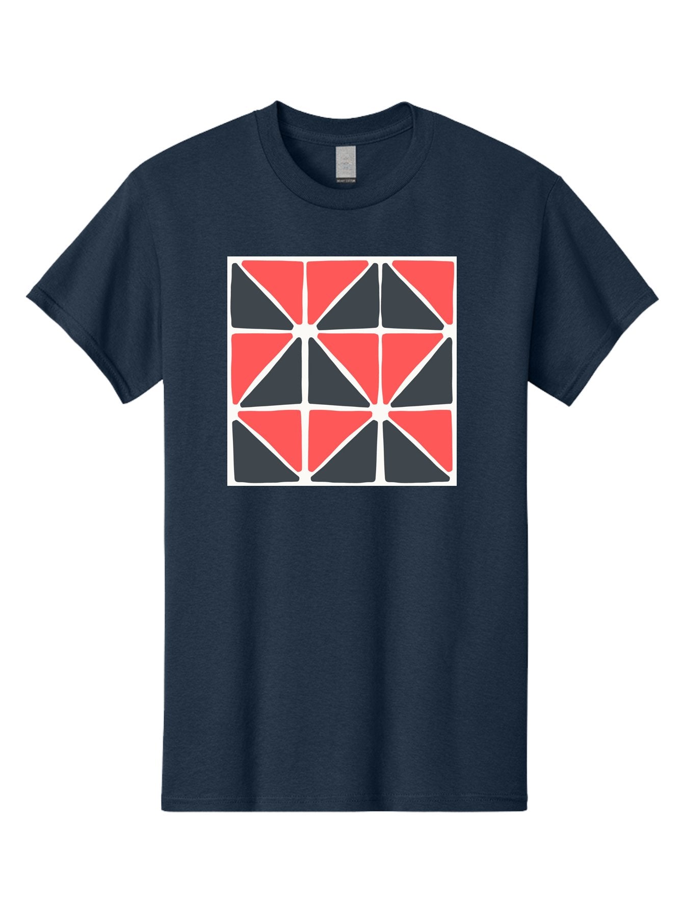 Geometric-Pattern-3 Men'S Graphic Tee, 100% Cotton, Comfortable Casual Summer Wear, Machine Washable, Geometric Pattern, Red And Black Triangles, Abstract Design, Symmetrical Shapes, Modern Art, Minimalist Style, Bold Colors, Aab751 5