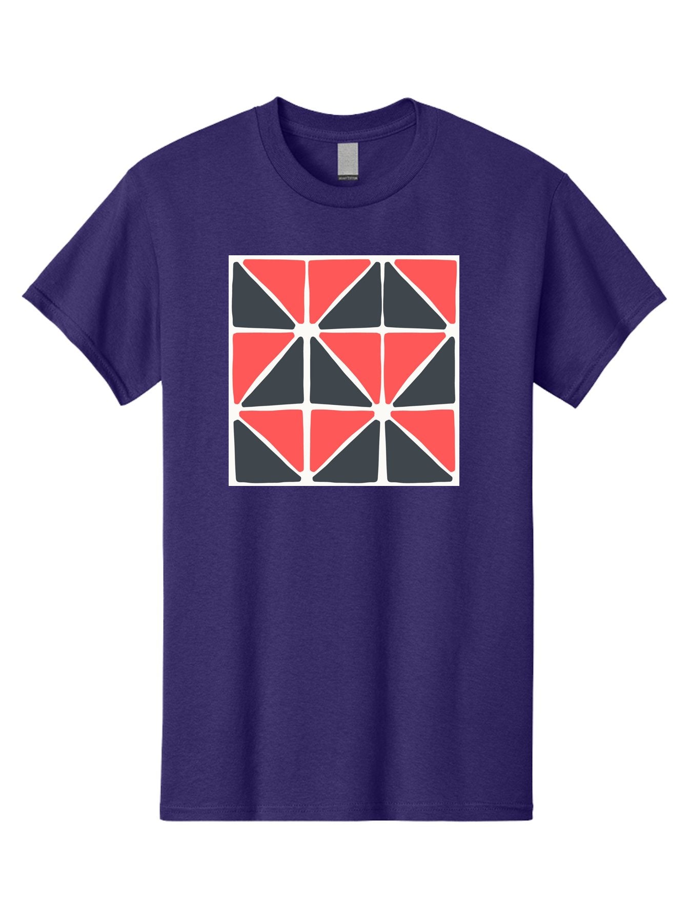 Geometric-Pattern-3 Men'S Graphic Tee, 100% Cotton, Comfortable Casual Summer Wear, Machine Washable, Geometric Pattern, Red And Black Triangles, Abstract Design, Symmetrical Shapes, Modern Art, Minimalist Style, Bold Colors, Aab751 6