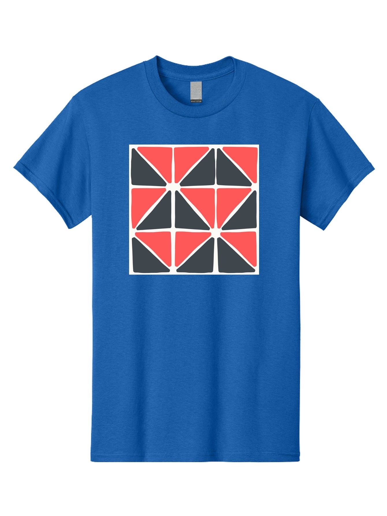 Geometric-Pattern-3 Men'S Graphic Tee, 100% Cotton, Comfortable Casual Summer Wear, Machine Washable, Geometric Pattern, Red And Black Triangles, Abstract Design, Symmetrical Shapes, Modern Art, Minimalist Style, Bold Colors, Aab751 12