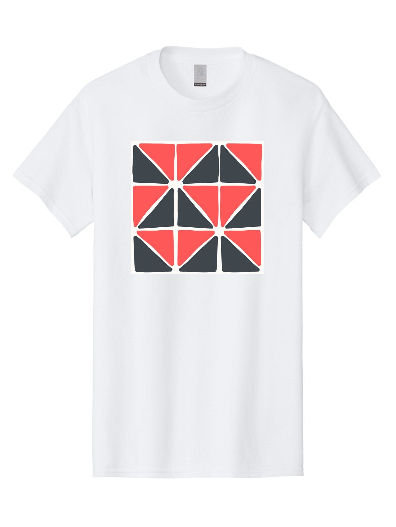 Geometric-Pattern-3 Men'S Graphic Tee, 100% Cotton, Comfortable Casual Summer Wear, Machine Washable, Geometric Pattern, Red And Black Triangles, Abstract Design, Symmetrical Shapes, Modern Art, Minimalist Style, Bold Colors, Aab751 8