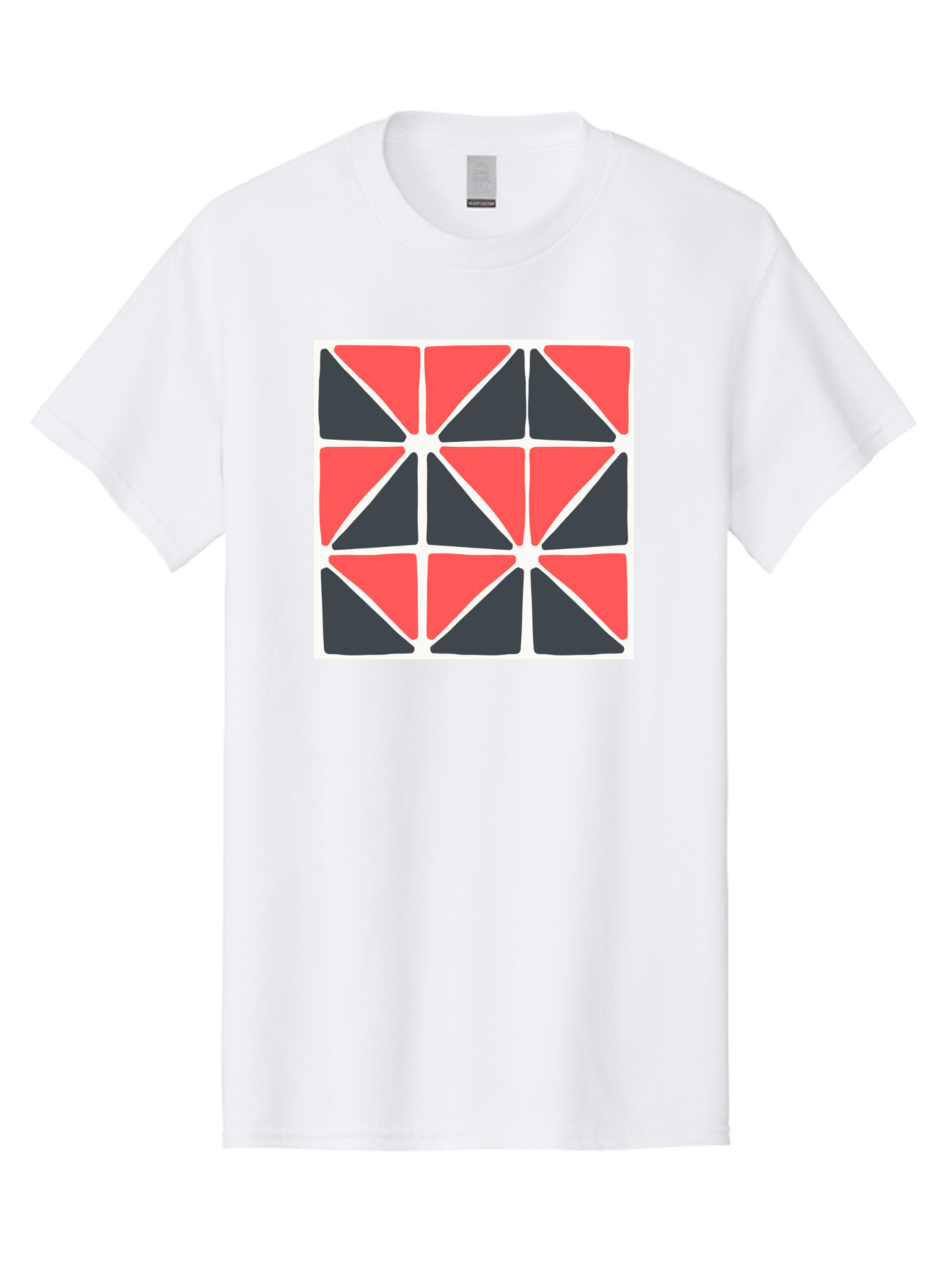 Geometric-Pattern-3 Men'S Graphic Tee, 100% Cotton, Comfortable Casual Summer Wear, Machine Washable, Geometric Pattern, Red And Black Triangles, Abstract Design, Symmetrical Shapes, Modern Art, Minimalist Style, Bold Colors, Aab751 11