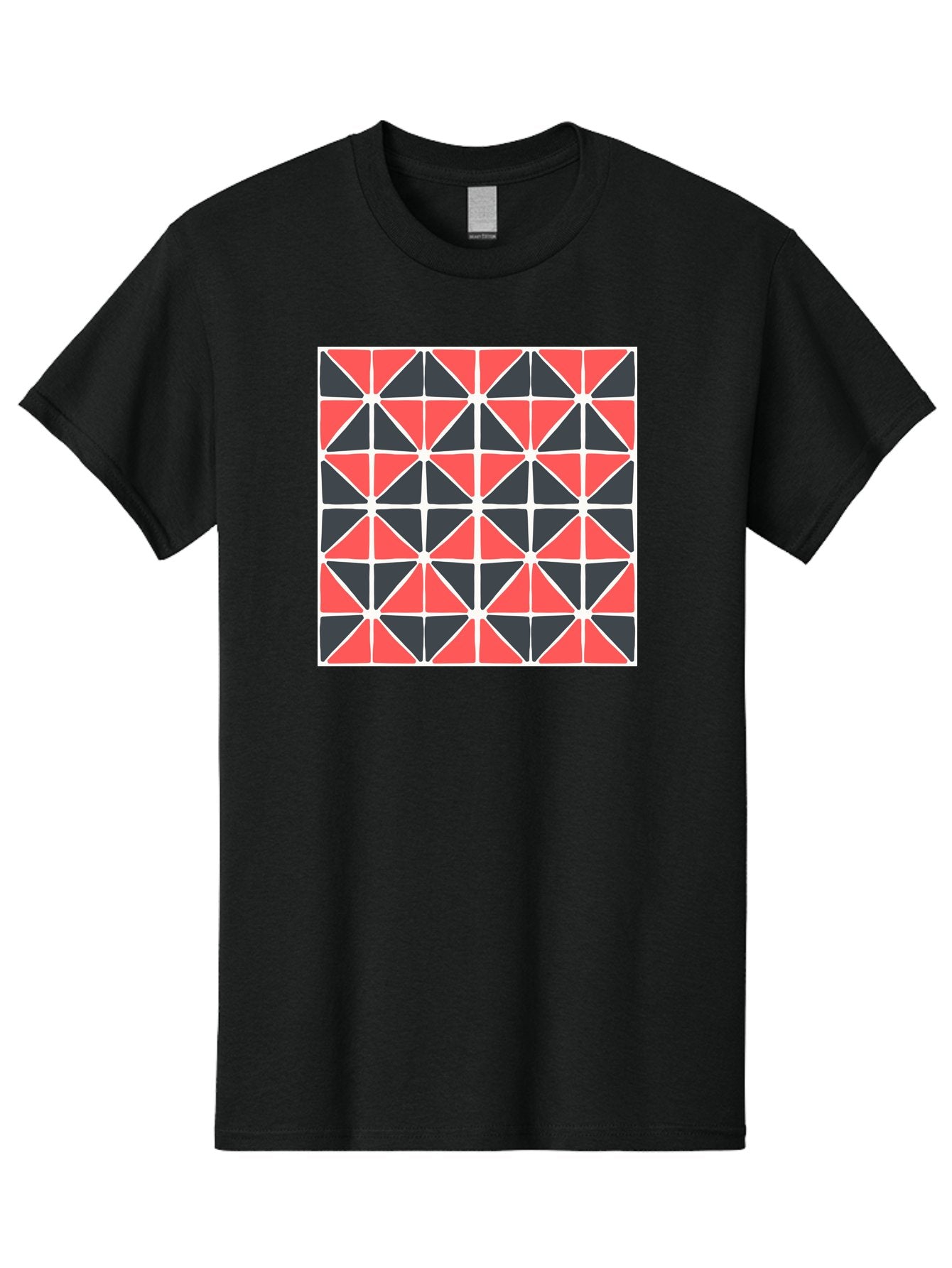 Geometric-Pattern Men'S Graphic Tee, 100% Cotton, Comfortable Casual Summer Wear, Machine Washable, Geometric Pattern, Red And Black Triangles, Abstract Design, Modern Art, Seamless Pattern, Graphic Design, Symmetrical Shapes, Aab752 13