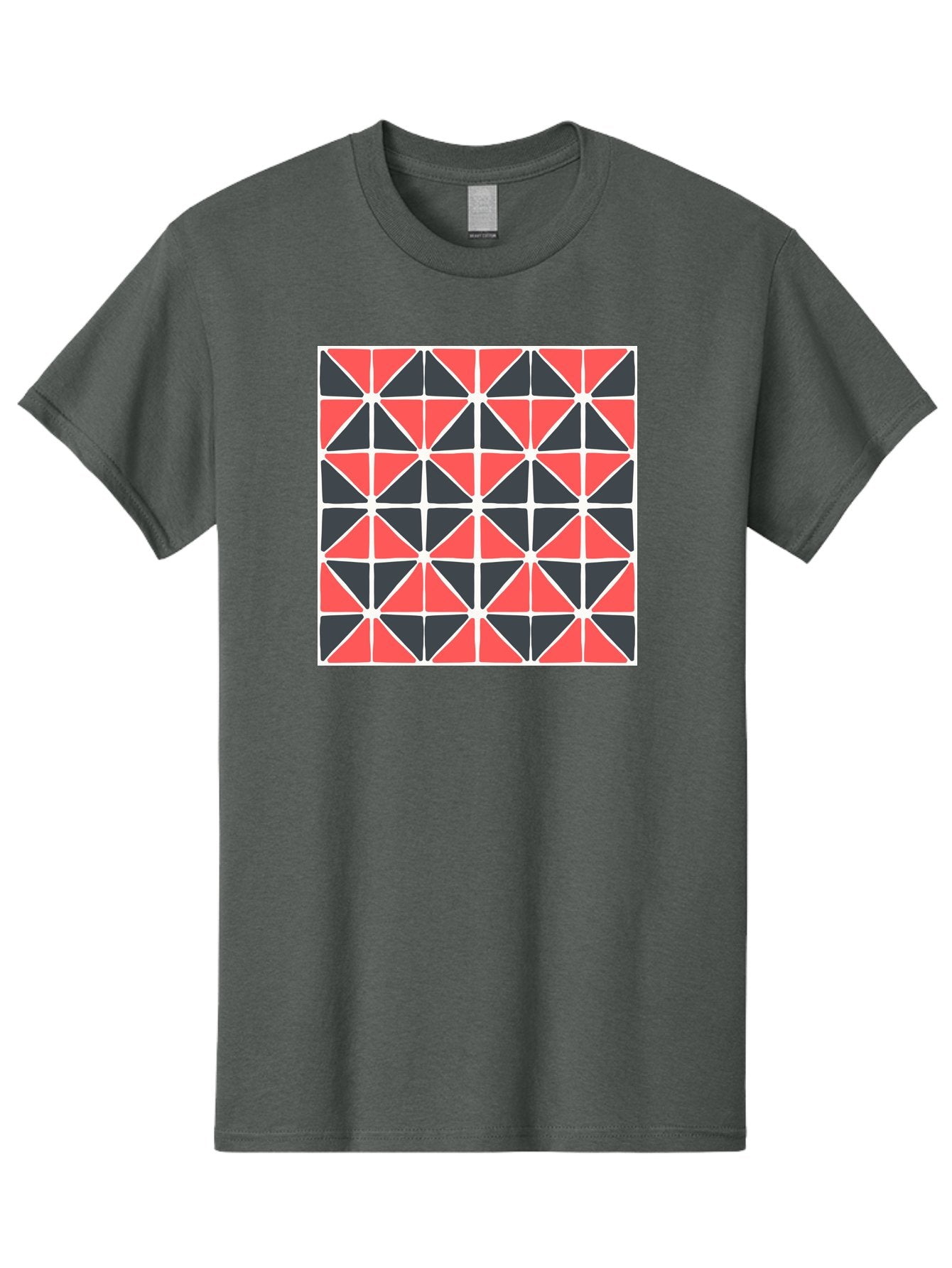 Geometric-Pattern Men'S Graphic Tee, 100% Cotton, Comfortable Casual Summer Wear, Machine Washable, Geometric Pattern, Red And Black Triangles, Abstract Design, Modern Art, Seamless Pattern, Graphic Design, Symmetrical Shapes, Aab752 4