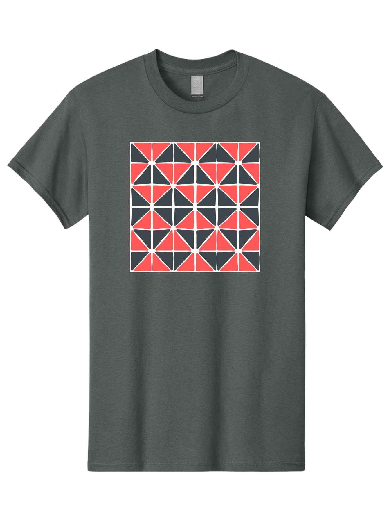Geometric-Pattern Men'S Graphic Tee, 100% Cotton, Comfortable Casual Summer Wear, Machine Washable, Geometric Pattern, Red And Black Triangles, Abstract Design, Modern Art, Seamless Pattern, Graphic Design, Symmetrical Shapes, Aab752 23