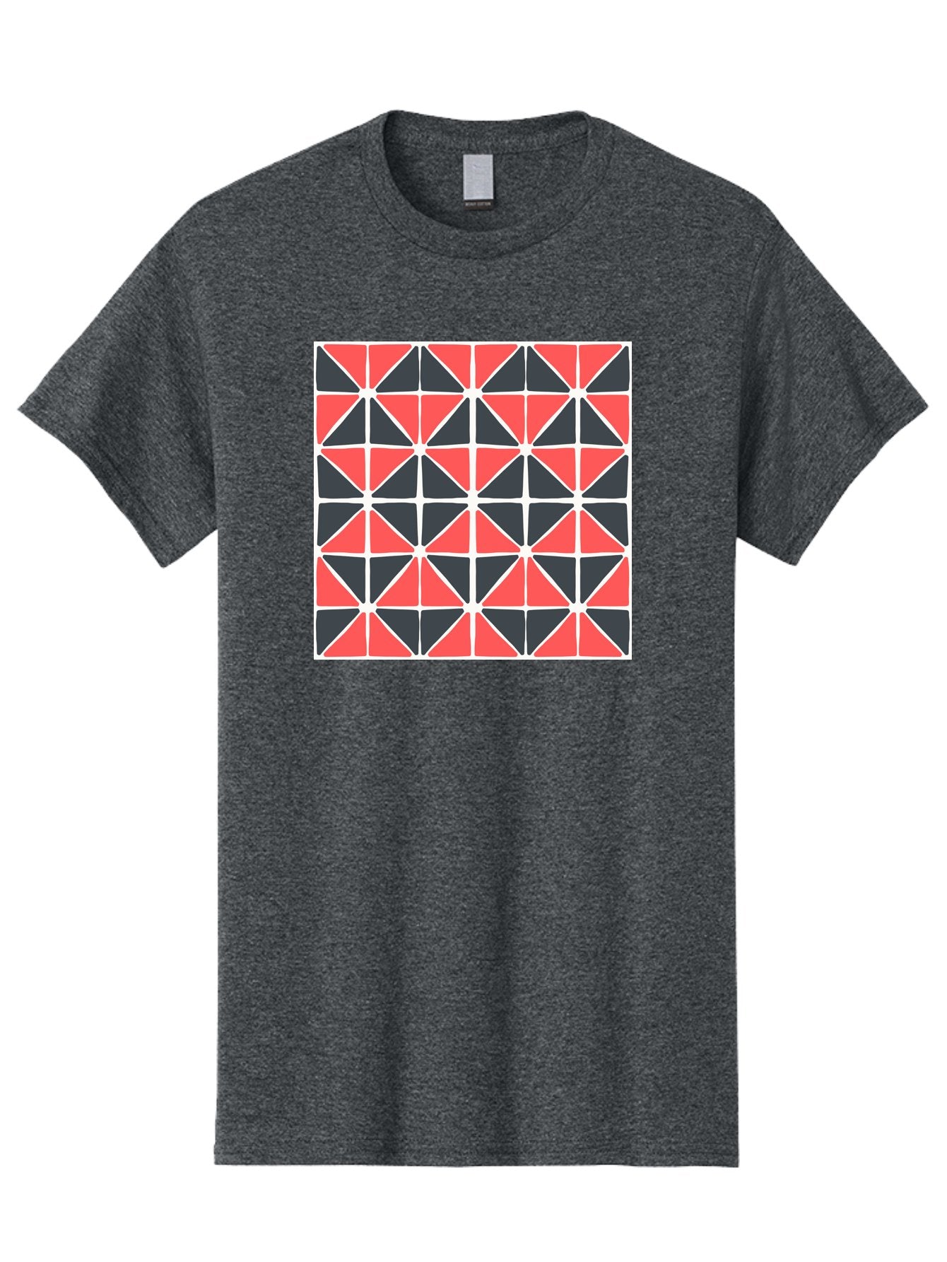 Geometric-Pattern Men'S Graphic Tee, 100% Cotton, Comfortable Casual Summer Wear, Machine Washable, Geometric Pattern, Red And Black Triangles, Abstract Design, Modern Art, Seamless Pattern, Graphic Design, Symmetrical Shapes, Aab752 3