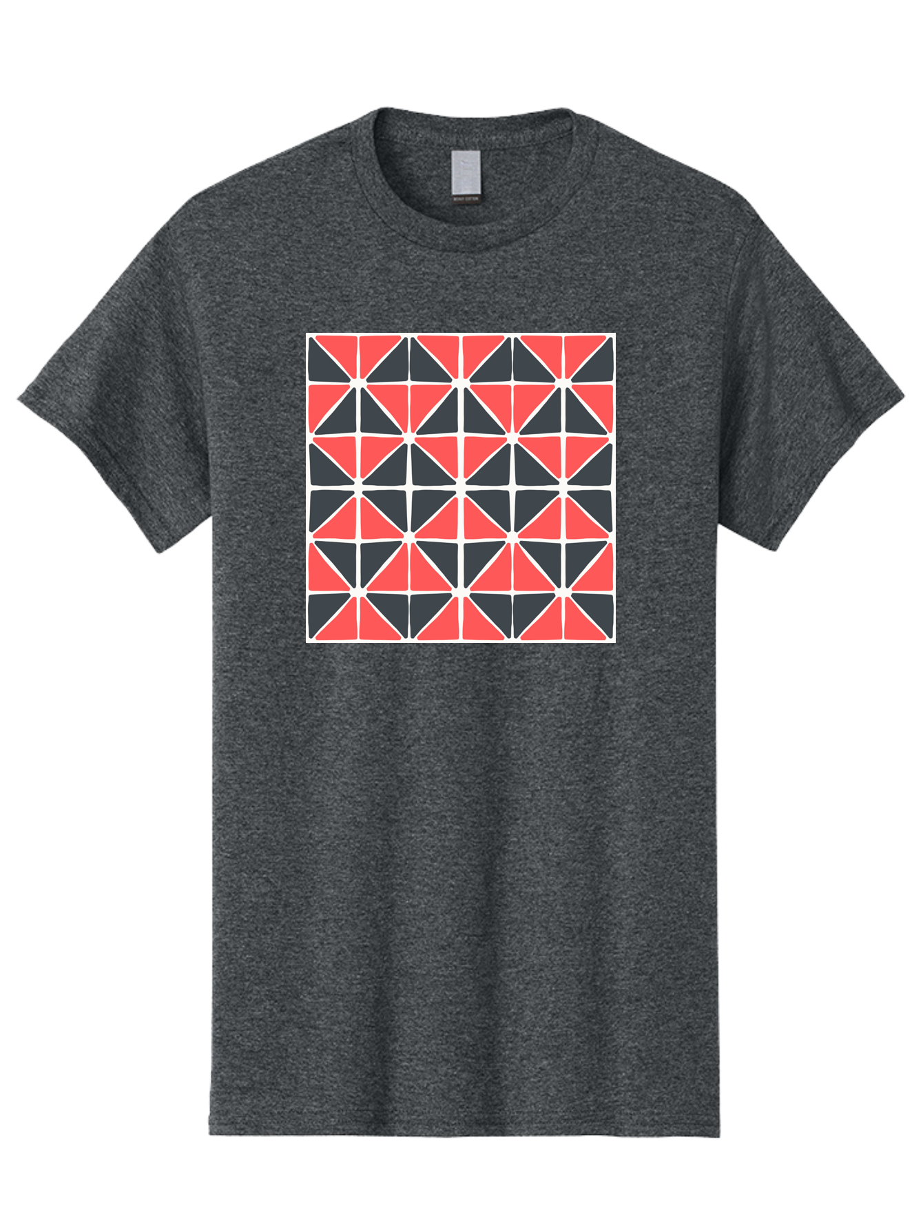 Geometric-Pattern Men'S Graphic Tee, 100% Cotton, Comfortable Casual Summer Wear, Machine Washable, Geometric Pattern, Red And Black Triangles, Abstract Design, Modern Art, Seamless Pattern, Graphic Design, Symmetrical Shapes, Aab752 17