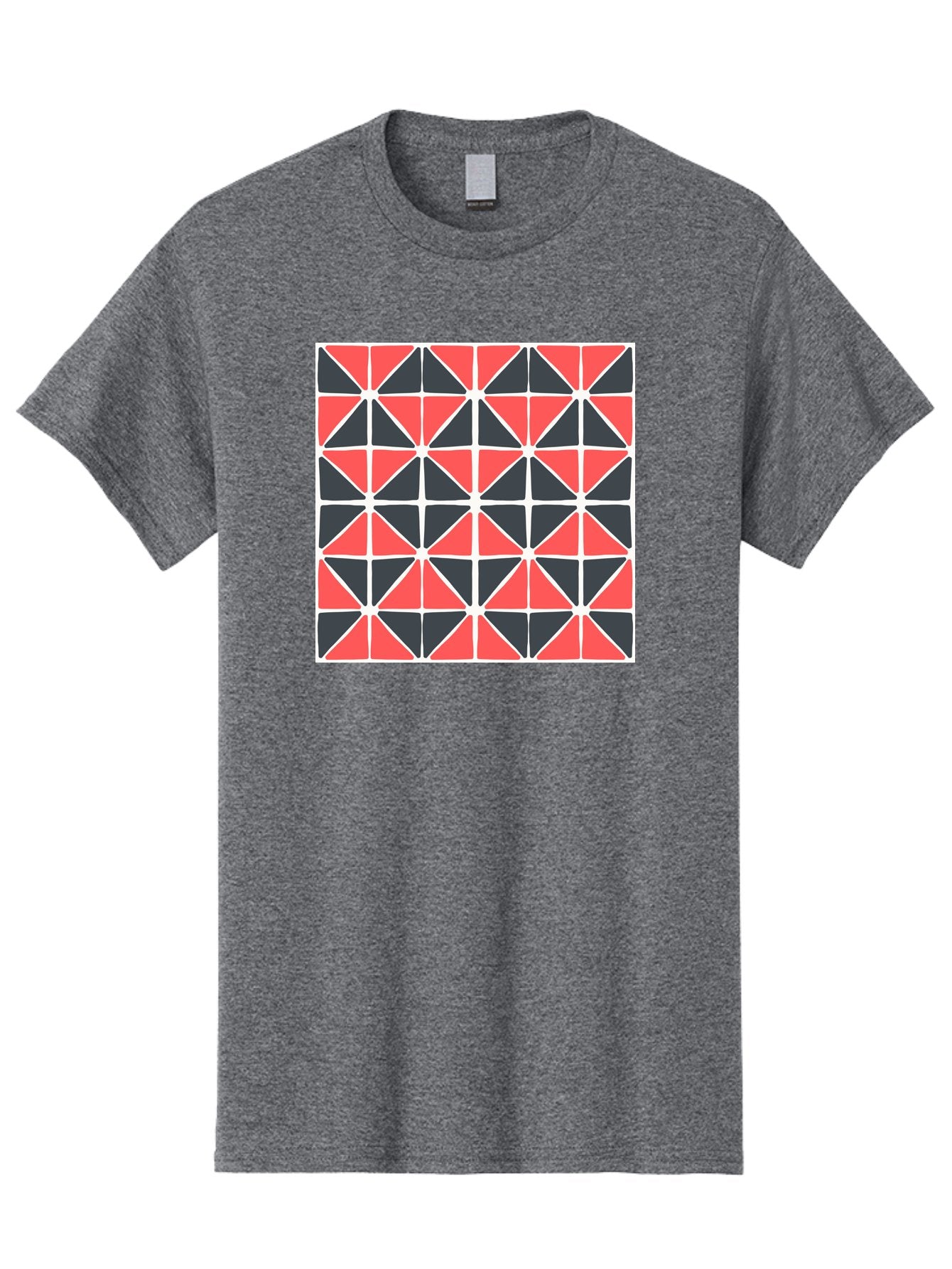 Geometric-Pattern Men'S Graphic Tee, 100% Cotton, Comfortable Casual Summer Wear, Machine Washable, Geometric Pattern, Red And Black Triangles, Abstract Design, Modern Art, Seamless Pattern, Graphic Design, Symmetrical Shapes, Aab752 14