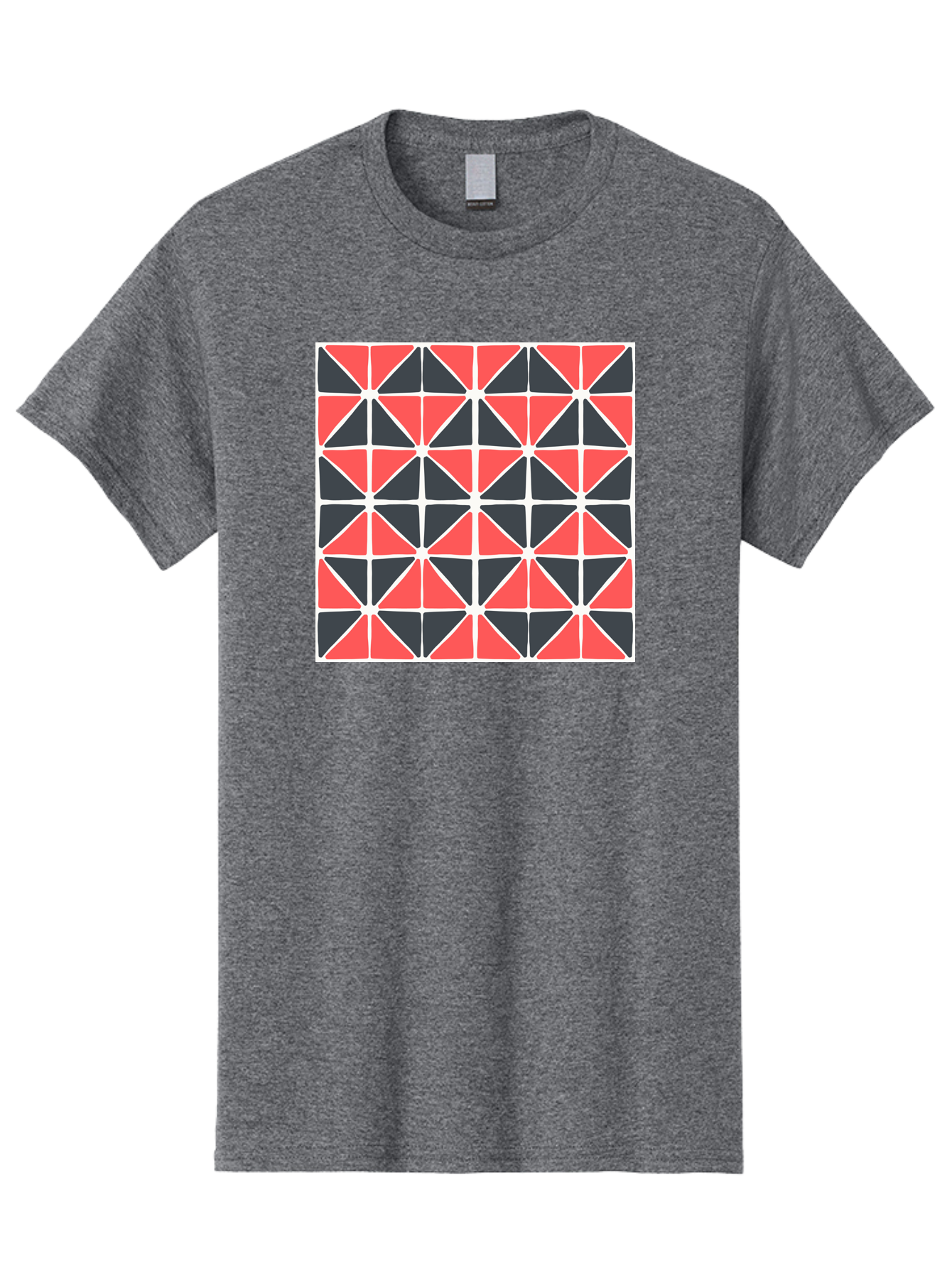 Geometric-Pattern Men'S Graphic Tee, 100% Cotton, Comfortable Casual Summer Wear, Machine Washable, Geometric Pattern, Red And Black Triangles, Abstract Design, Modern Art, Seamless Pattern, Graphic Design, Symmetrical Shapes, Aab752 3