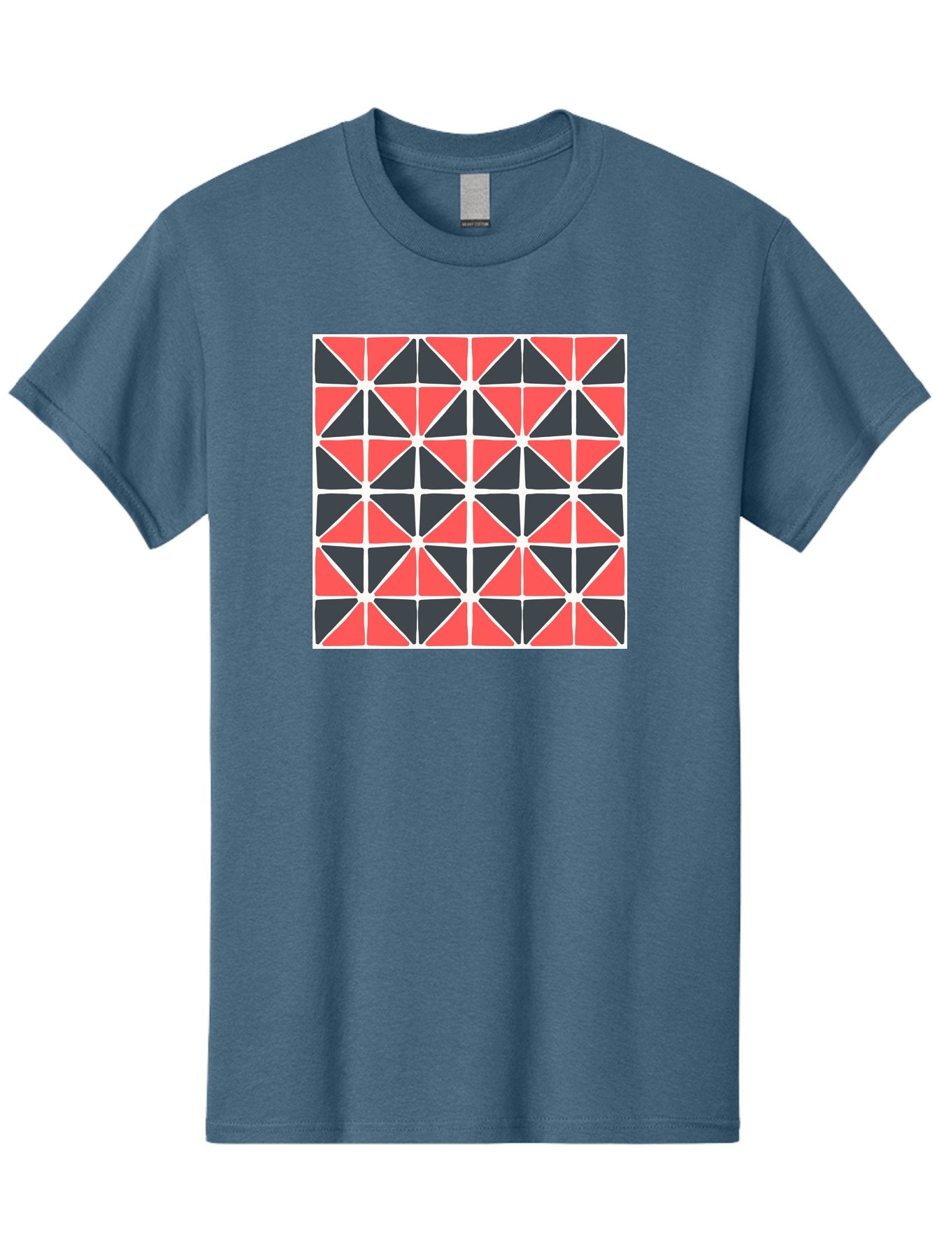 Geometric-Pattern Men'S Graphic Tee, 100% Cotton, Comfortable Casual Summer Wear, Machine Washable, Geometric Pattern, Red And Black Triangles, Abstract Design, Modern Art, Seamless Pattern, Graphic Design, Symmetrical Shapes, Aab752 9