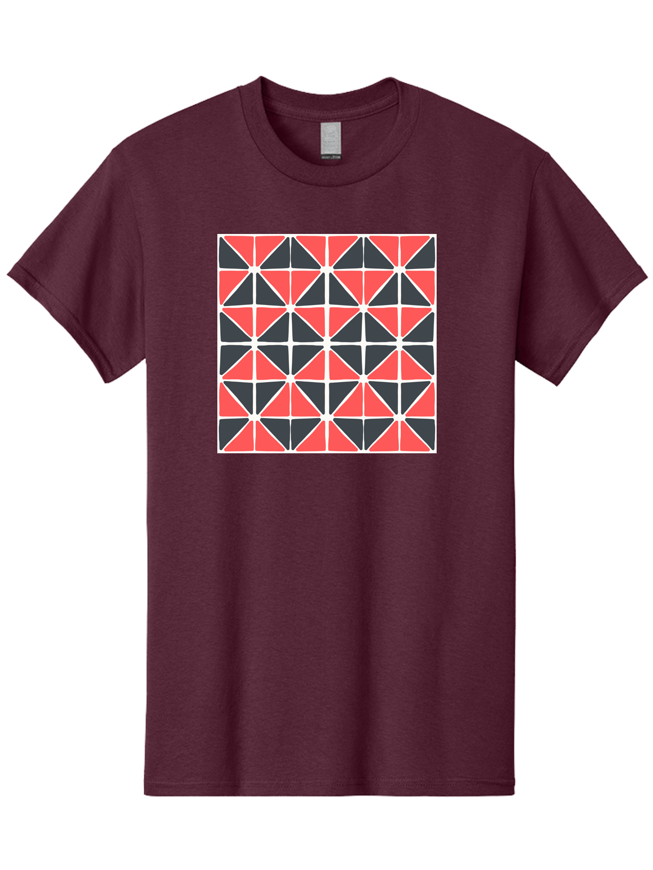 Geometric-Pattern Men'S Graphic Tee, 100% Cotton, Comfortable Casual Summer Wear, Machine Washable, Geometric Pattern, Red And Black Triangles, Abstract Design, Modern Art, Seamless Pattern, Graphic Design, Symmetrical Shapes, Aab752 27
