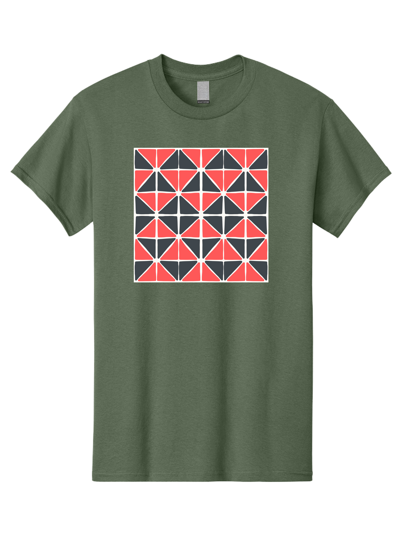 Geometric-Pattern Men'S Graphic Tee, 100% Cotton, Comfortable Casual Summer Wear, Machine Washable, Geometric Pattern, Red And Black Triangles, Abstract Design, Modern Art, Seamless Pattern, Graphic Design, Symmetrical Shapes, Aab752 15