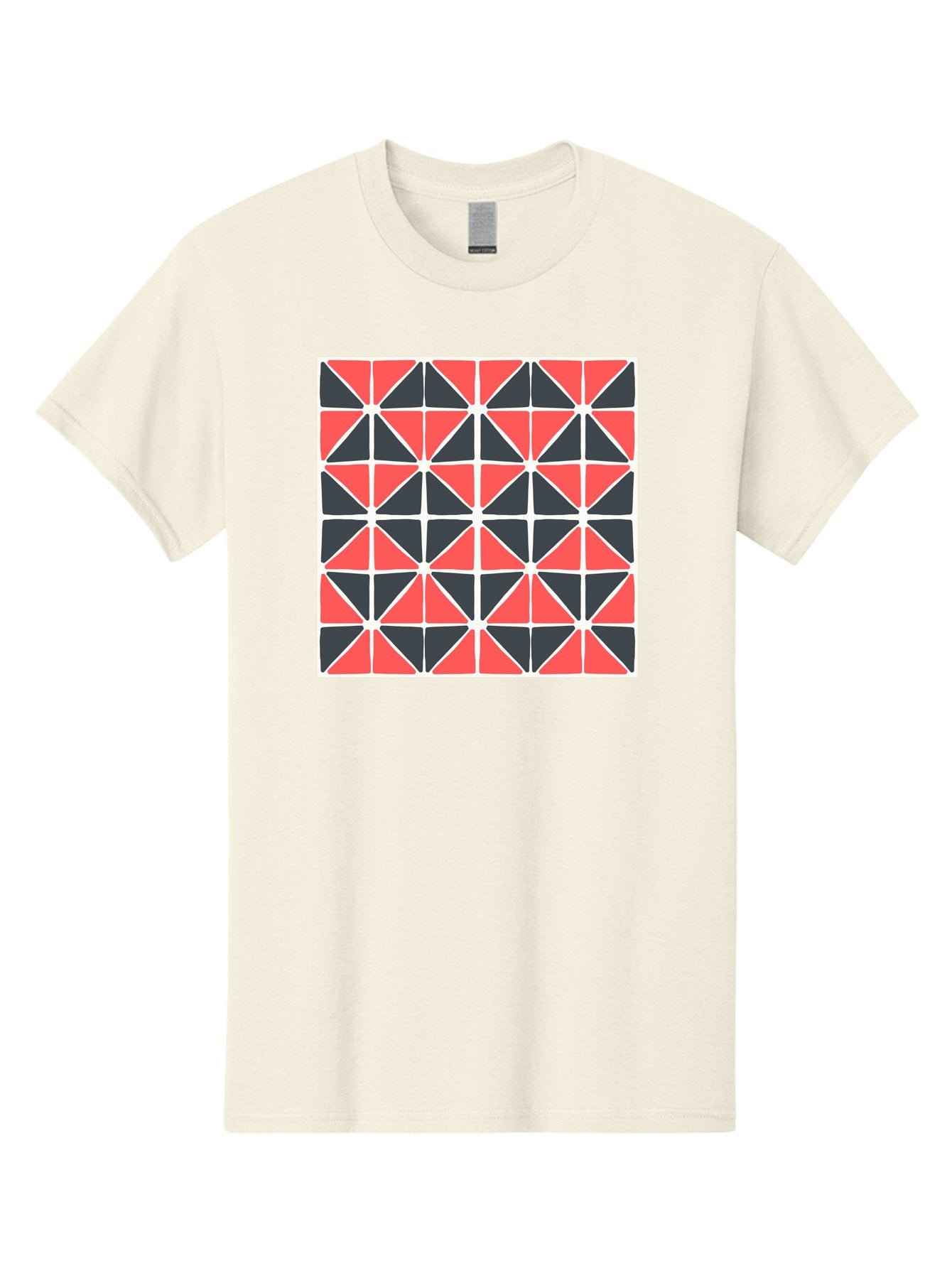 Geometric-Pattern Men'S Graphic Tee, 100% Cotton, Comfortable Casual Summer Wear, Machine Washable, Geometric Pattern, Red And Black Triangles, Abstract Design, Modern Art, Seamless Pattern, Graphic Design, Symmetrical Shapes, Aab752 12