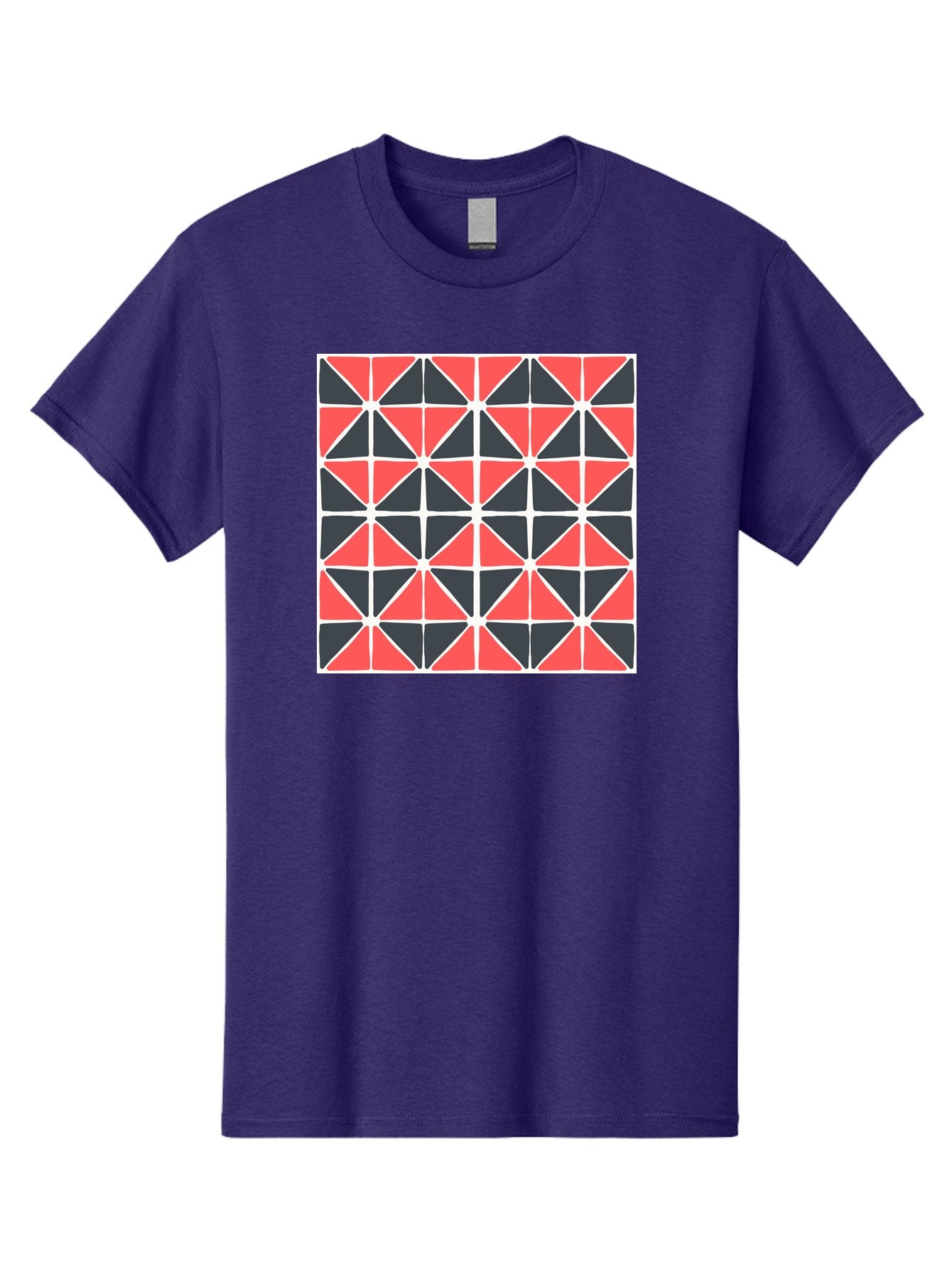 Geometric-Pattern Men'S Graphic Tee, 100% Cotton, Comfortable Casual Summer Wear, Machine Washable, Geometric Pattern, Red And Black Triangles, Abstract Design, Modern Art, Seamless Pattern, Graphic Design, Symmetrical Shapes, Aab752 15