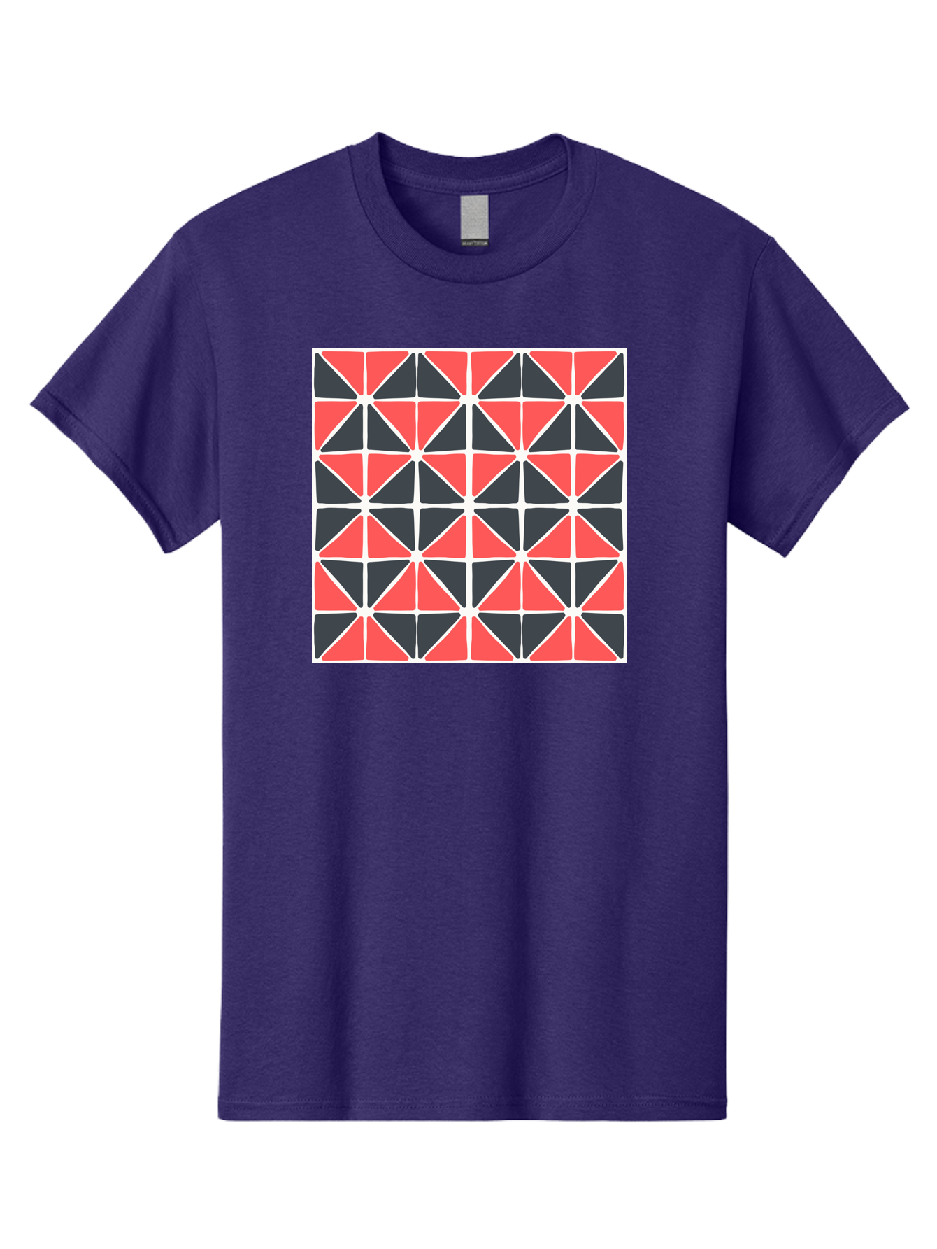 Geometric-Pattern Men'S Graphic Tee, 100% Cotton, Comfortable Casual Summer Wear, Machine Washable, Geometric Pattern, Red And Black Triangles, Abstract Design, Modern Art, Seamless Pattern, Graphic Design, Symmetrical Shapes, Aab752