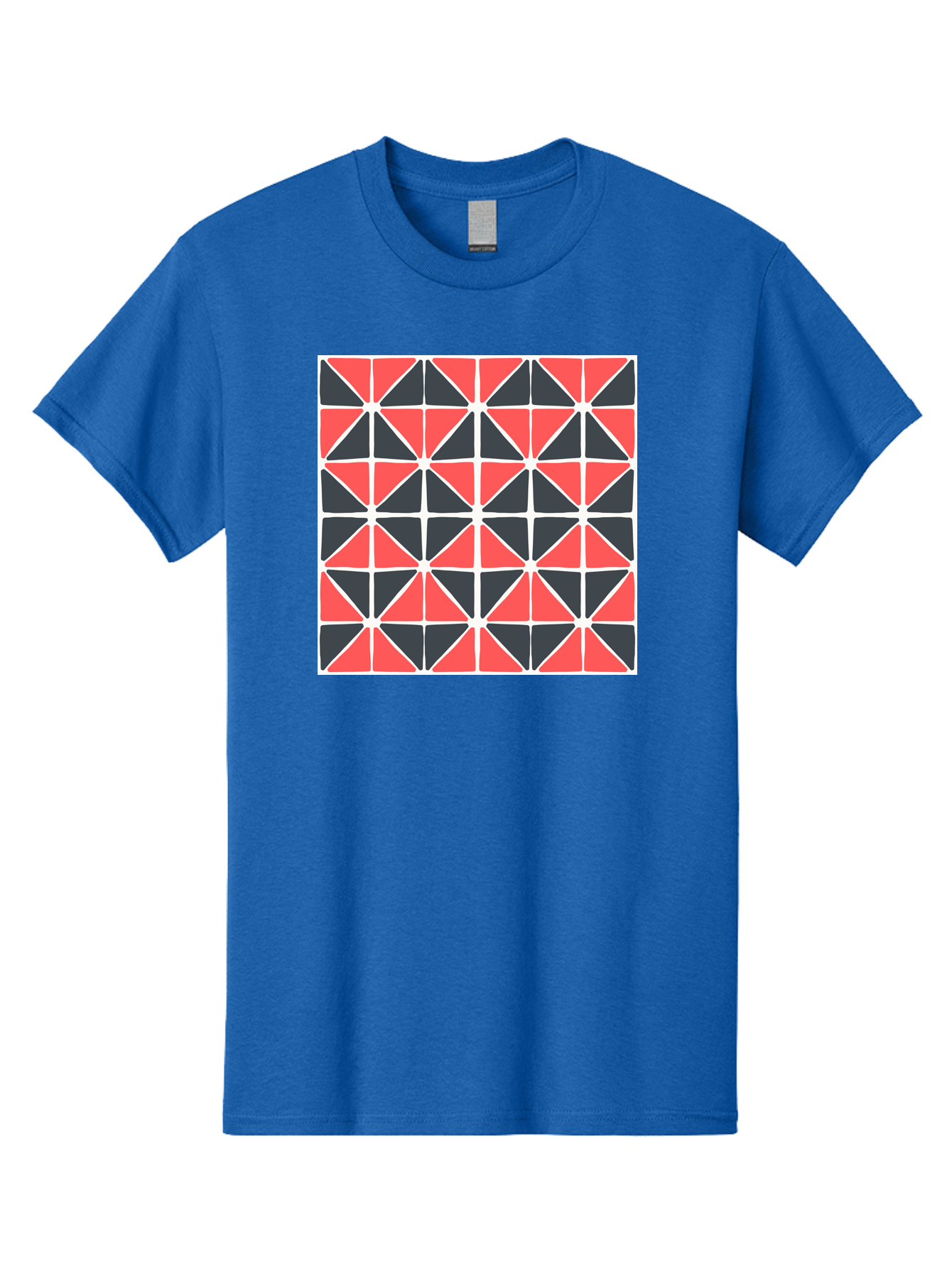 Geometric-Pattern Men'S Graphic Tee, 100% Cotton, Comfortable Casual Summer Wear, Machine Washable, Geometric Pattern, Red And Black Triangles, Abstract Design, Modern Art, Seamless Pattern, Graphic Design, Symmetrical Shapes, Aab752 13