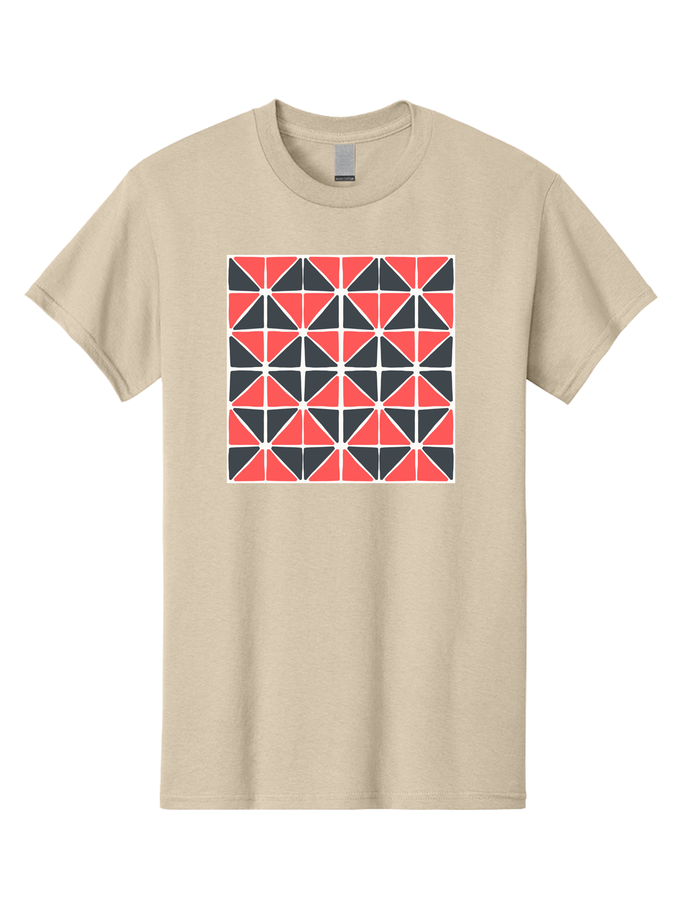 Geometric-Pattern Men'S Graphic Tee, 100% Cotton, Comfortable Casual Summer Wear, Machine Washable, Geometric Pattern, Red And Black Triangles, Abstract Design, Modern Art, Seamless Pattern, Graphic Design, Symmetrical Shapes, Aab752 19