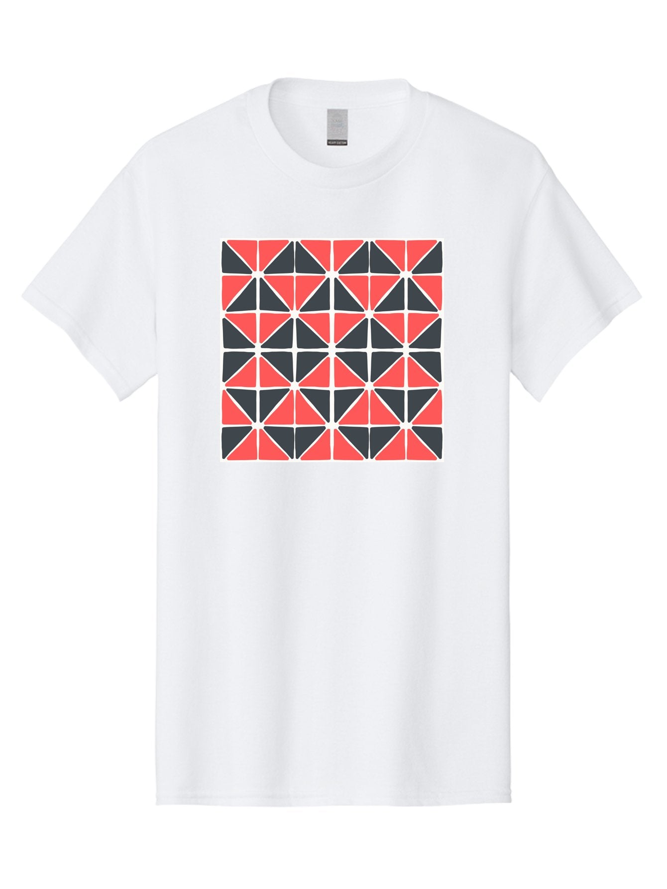 Geometric-Pattern Men'S Graphic Tee, 100% Cotton, Comfortable Casual Summer Wear, Machine Washable, Geometric Pattern, Red And Black Triangles, Abstract Design, Modern Art, Seamless Pattern, Graphic Design, Symmetrical Shapes, Aab752 11