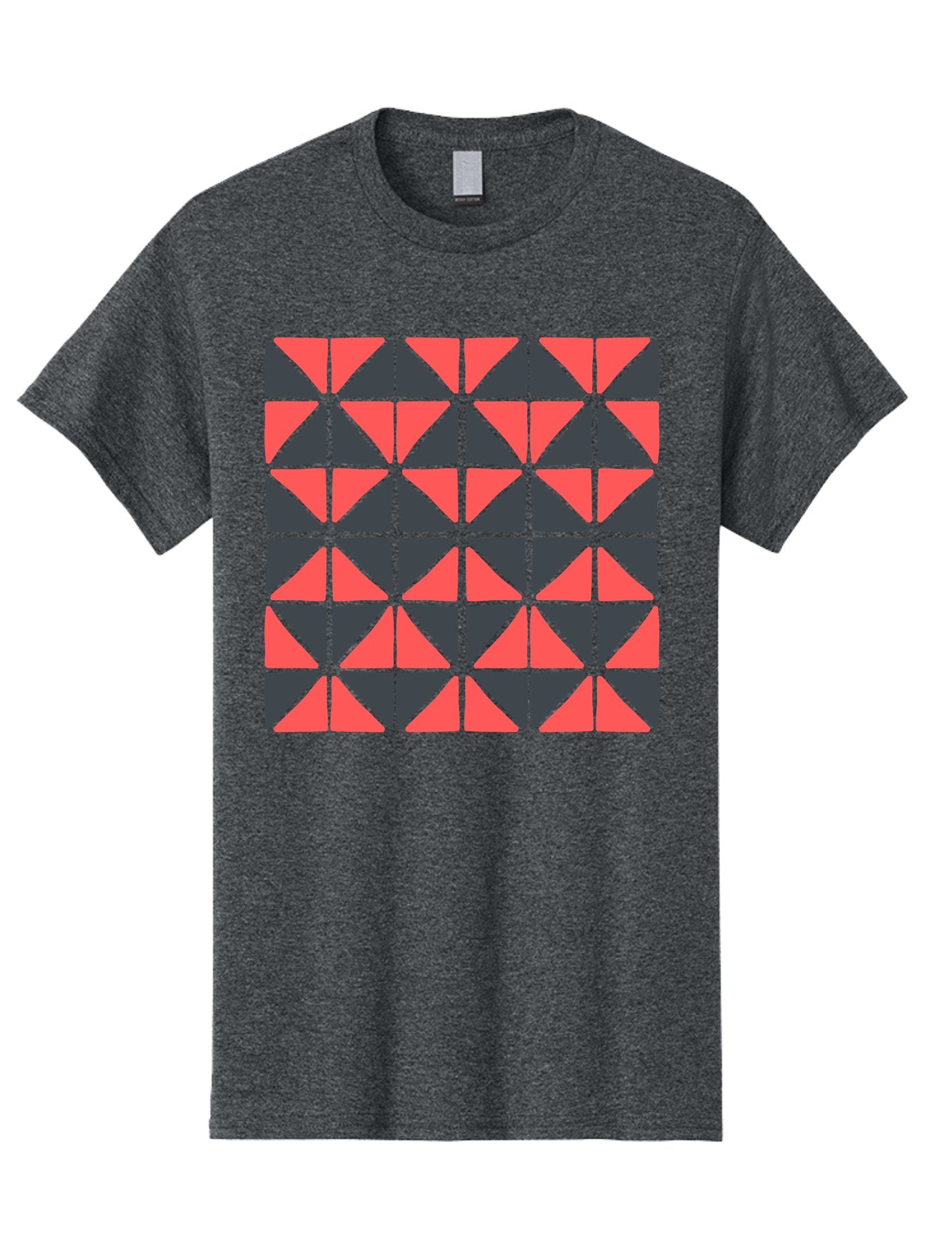 Geometric-Triangles Men'S Graphic Tee, 100% Cotton, Comfortable Casual Summer Wear, Machine Washable, Repeating Pattern Of Triangles, Geometric Shapes, Symmetrical Design, Black And Red Triangles, Abstract Art, Modern Graphic Design, Aab753 6