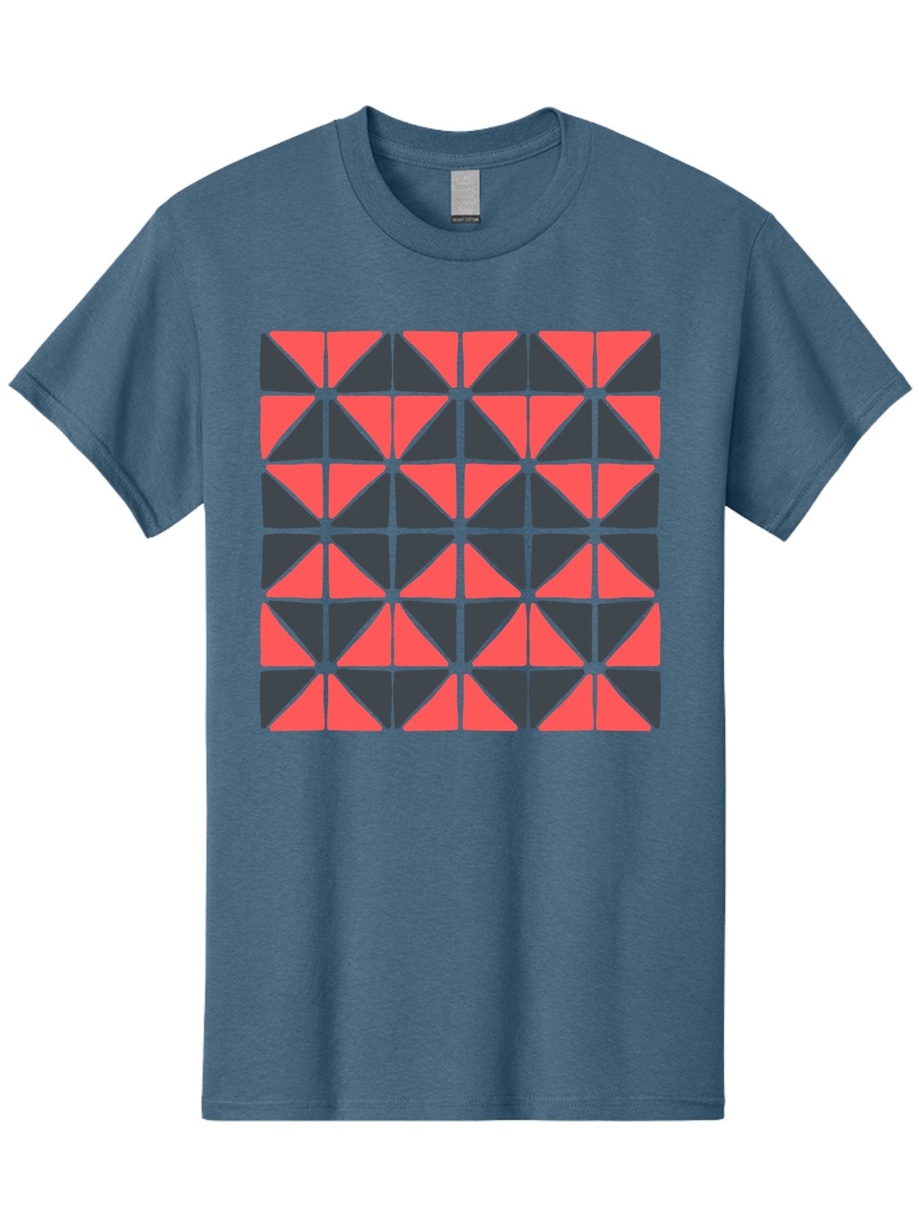 Geometric-Triangles Men'S Graphic Tee, 100% Cotton, Comfortable Casual Summer Wear, Machine Washable, Repeating Pattern Of Triangles, Geometric Shapes, Symmetrical Design, Black And Red Triangles, Abstract Art, Modern Graphic Design, Aab753 15