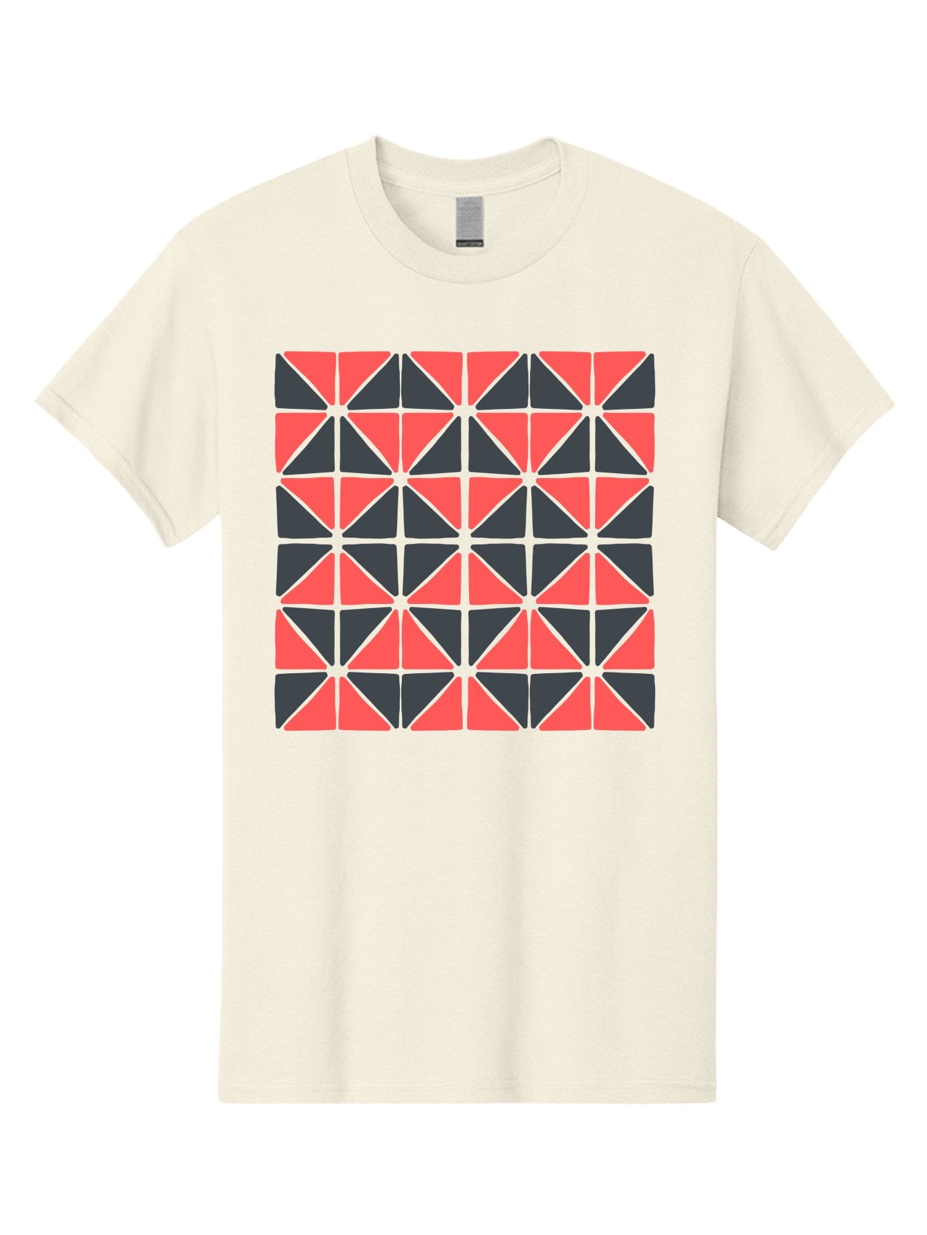 Geometric-Triangles Men'S Graphic Tee, 100% Cotton, Comfortable Casual Summer Wear, Machine Washable, Repeating Pattern Of Triangles, Geometric Shapes, Symmetrical Design, Black And Red Triangles, Abstract Art, Modern Graphic Design, Aab753 13