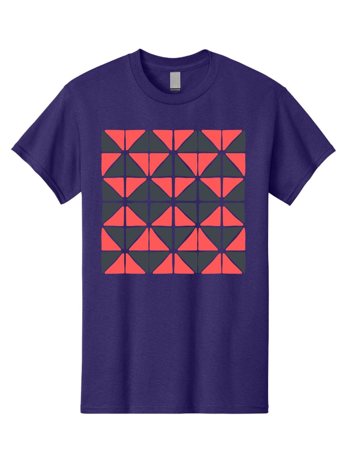 Geometric-Triangles Men'S Graphic Tee, 100% Cotton, Comfortable Casual Summer Wear, Machine Washable, Repeating Pattern Of Triangles, Geometric Shapes, Symmetrical Design, Black And Red Triangles, Abstract Art, Modern Graphic Design, Aab753 14