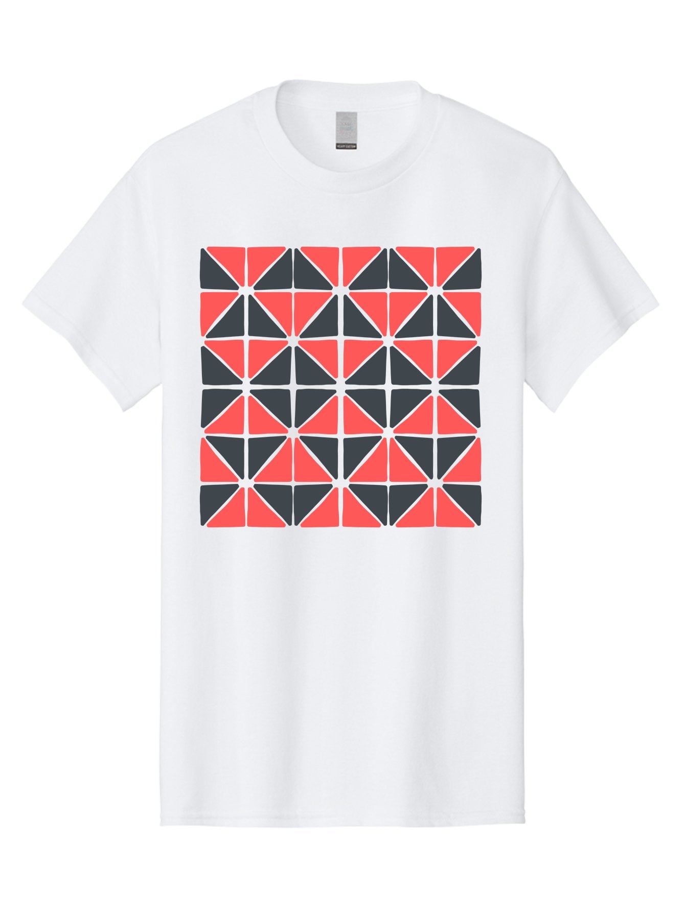 Geometric-Triangles Men'S Graphic Tee, 100% Cotton, Comfortable Casual Summer Wear, Machine Washable, Repeating Pattern Of Triangles, Geometric Shapes, Symmetrical Design, Black And Red Triangles, Abstract Art, Modern Graphic Design, Aab753 5