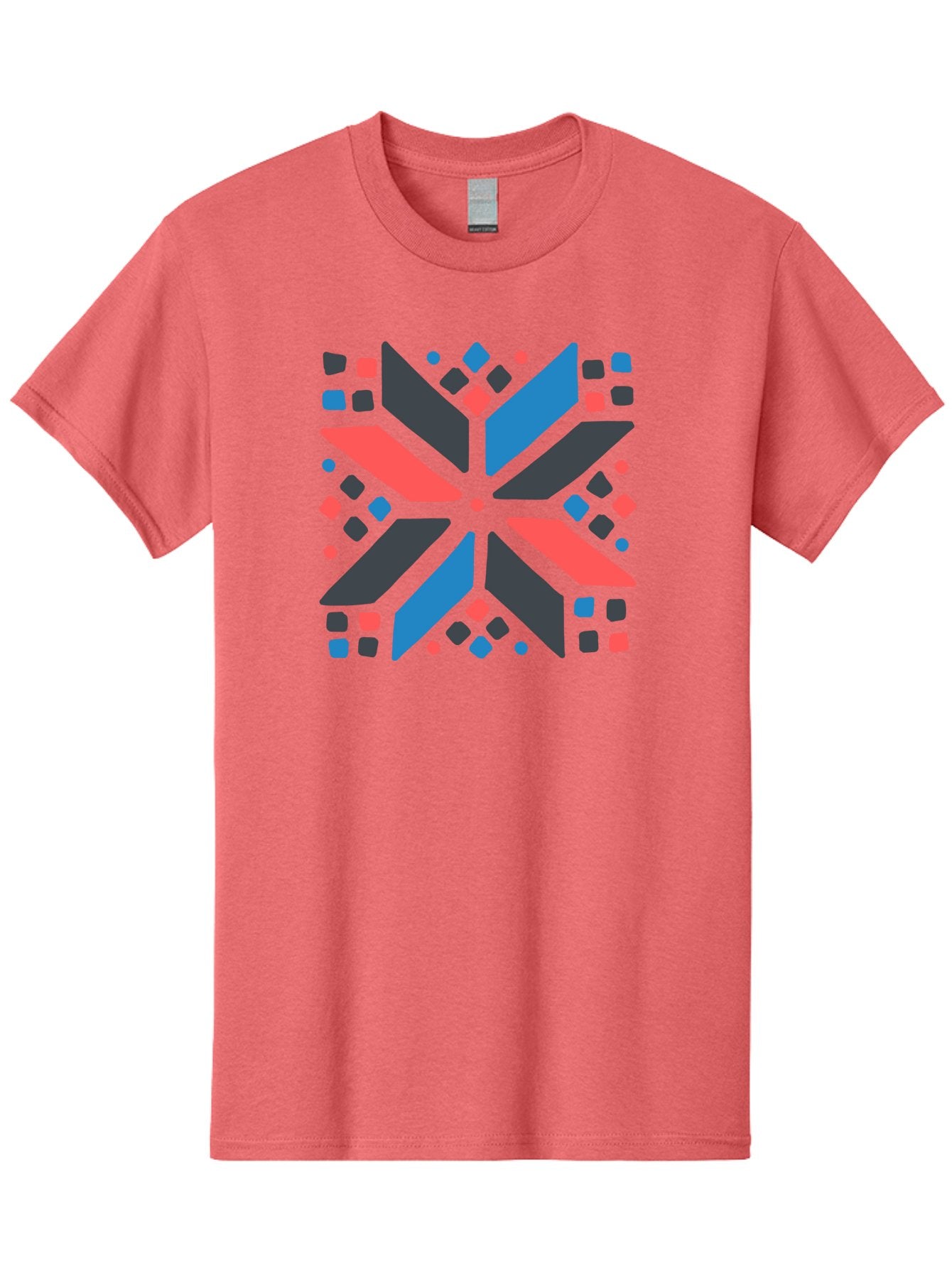 Kaleidoscope-Pattern-1 Men'S Graphic Tee, 100% Cotton, Comfortable Casual Summer Wear, Machine Washable, Symmetrical Shapes, Geometric Pattern, Abstract Design, Colorful Elements, Modern Art, Artistic Expression, Vibrant Colors, Bold Design, Aab757