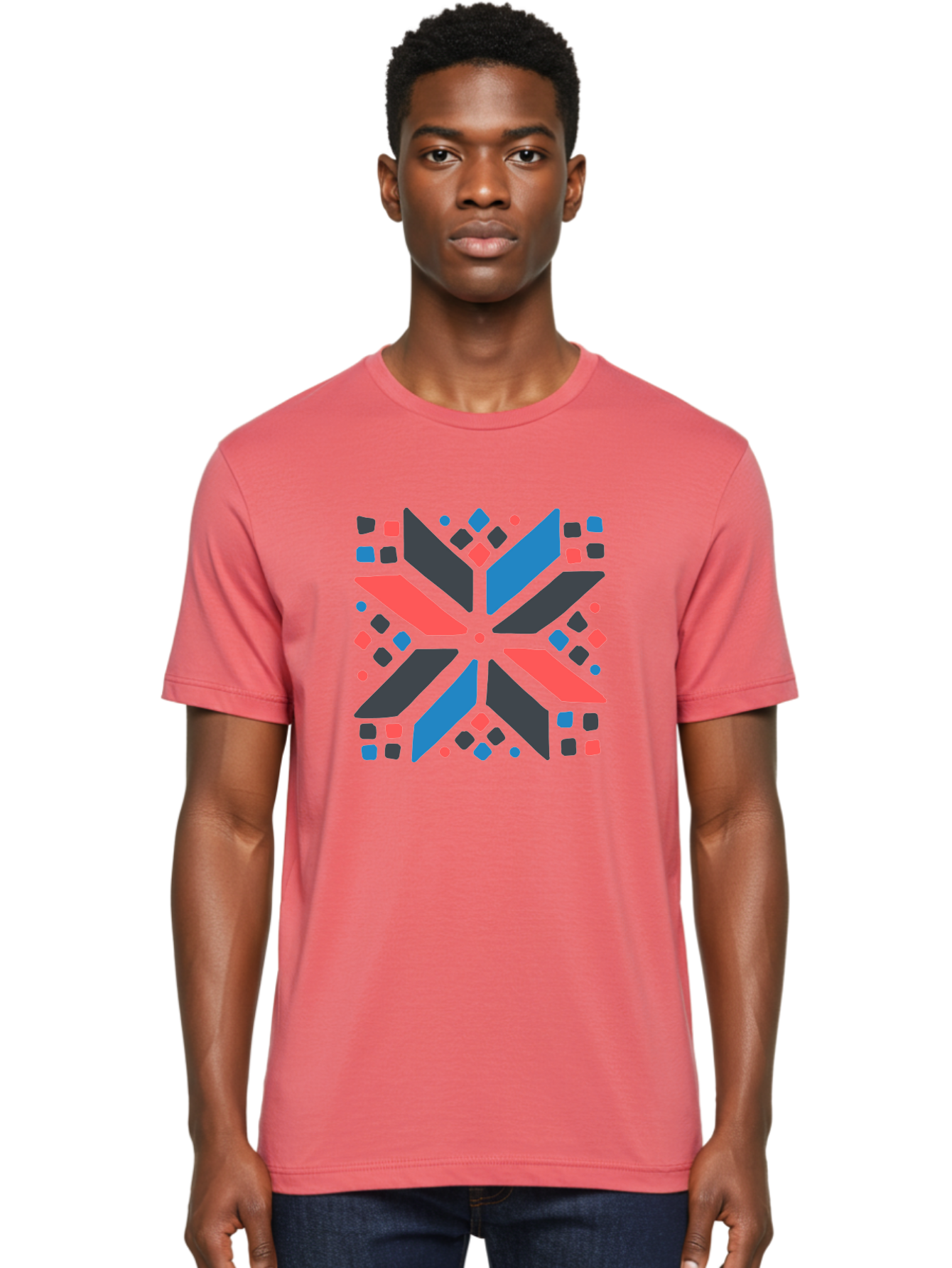 Kaleidoscope-Pattern-1 Men'S Graphic Tee, 100% Cotton, Comfortable Casual Summer Wear, Machine Washable, Symmetrical Shapes, Geometric Pattern, Abstract Design, Colorful Elements, Modern Art, Artistic Expression, Vibrant Colors, Bold Design, Aab757 20