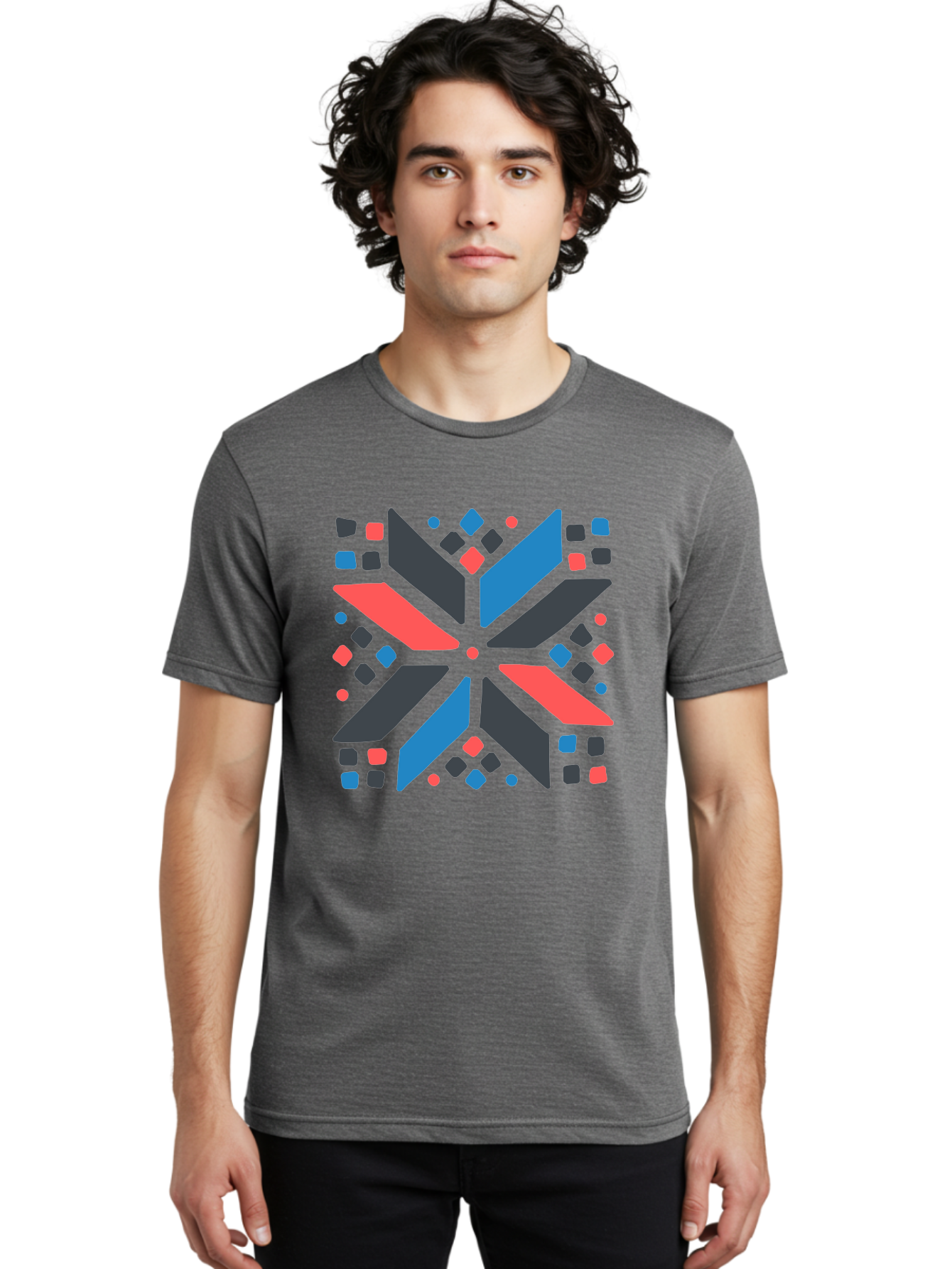Kaleidoscope-Pattern-1 Men'S Graphic Tee, 100% Cotton, Comfortable Casual Summer Wear, Machine Washable, Symmetrical Shapes, Geometric Pattern, Abstract Design, Colorful Elements, Modern Art, Artistic Expression, Vibrant Colors, Bold Design, Aab757 16